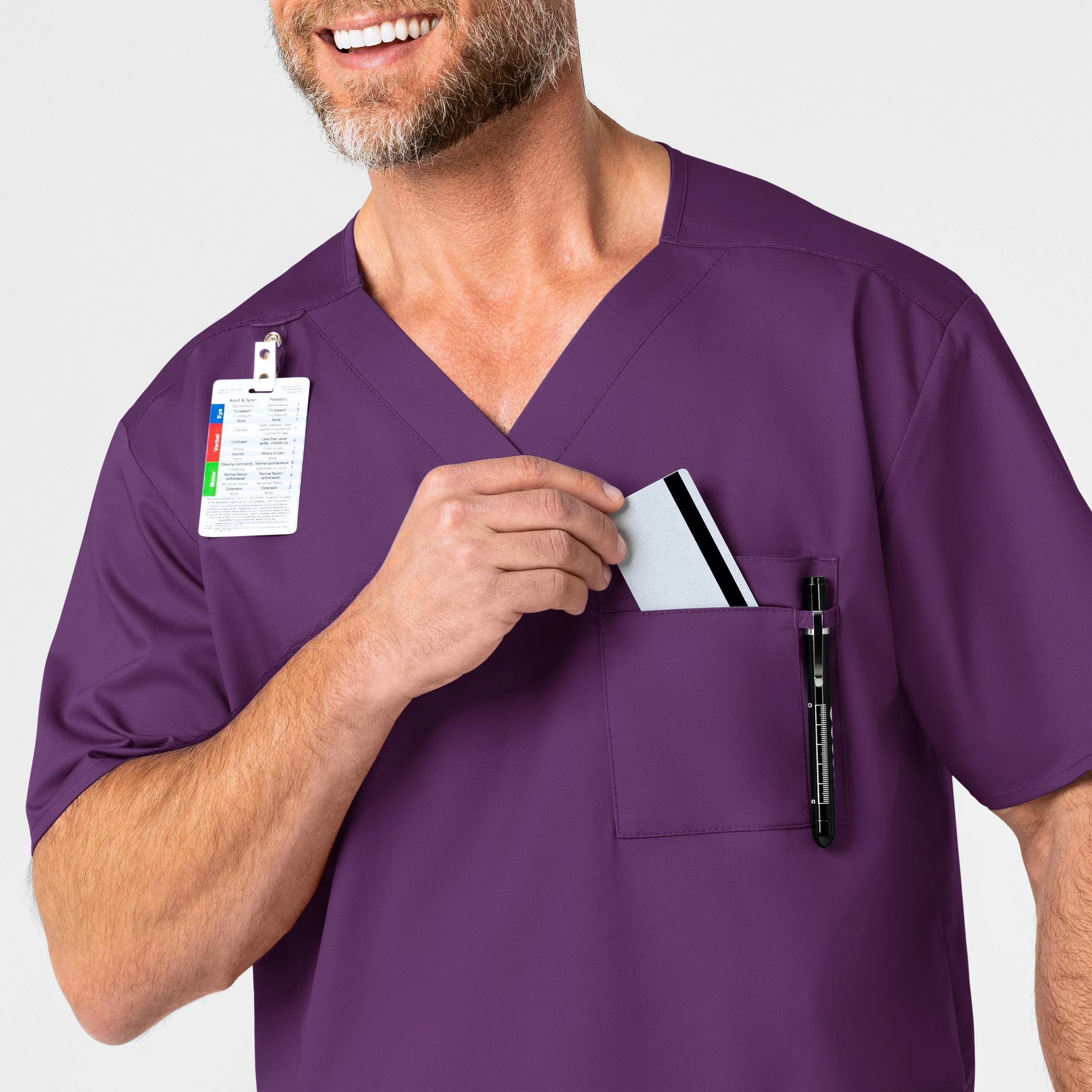 WonderWORK Men's V-Neck Scrub Top - Eggplant - Image 6