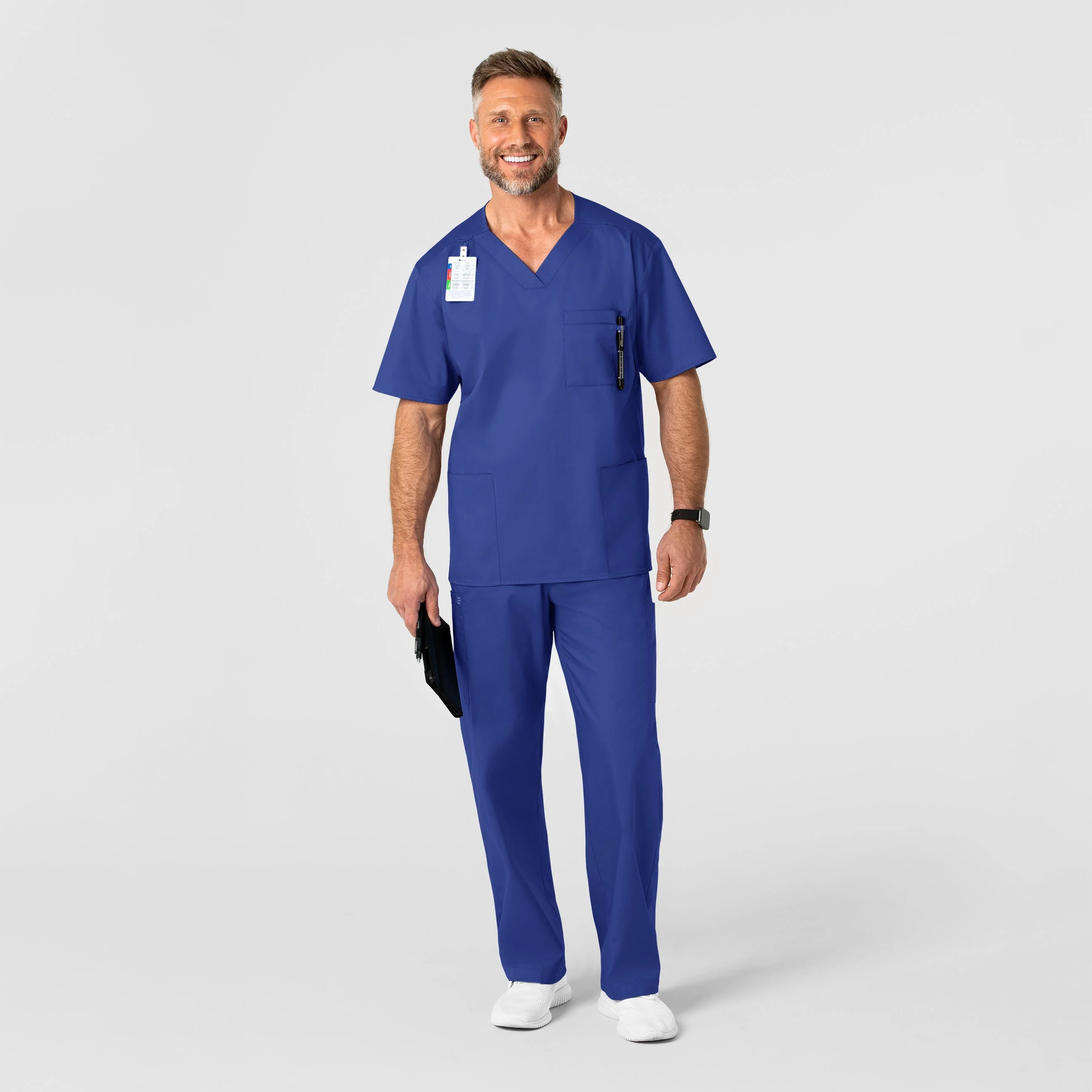 WonderWORK Men's V-Neck Scrub Top - Galaxy Blue - Image 3