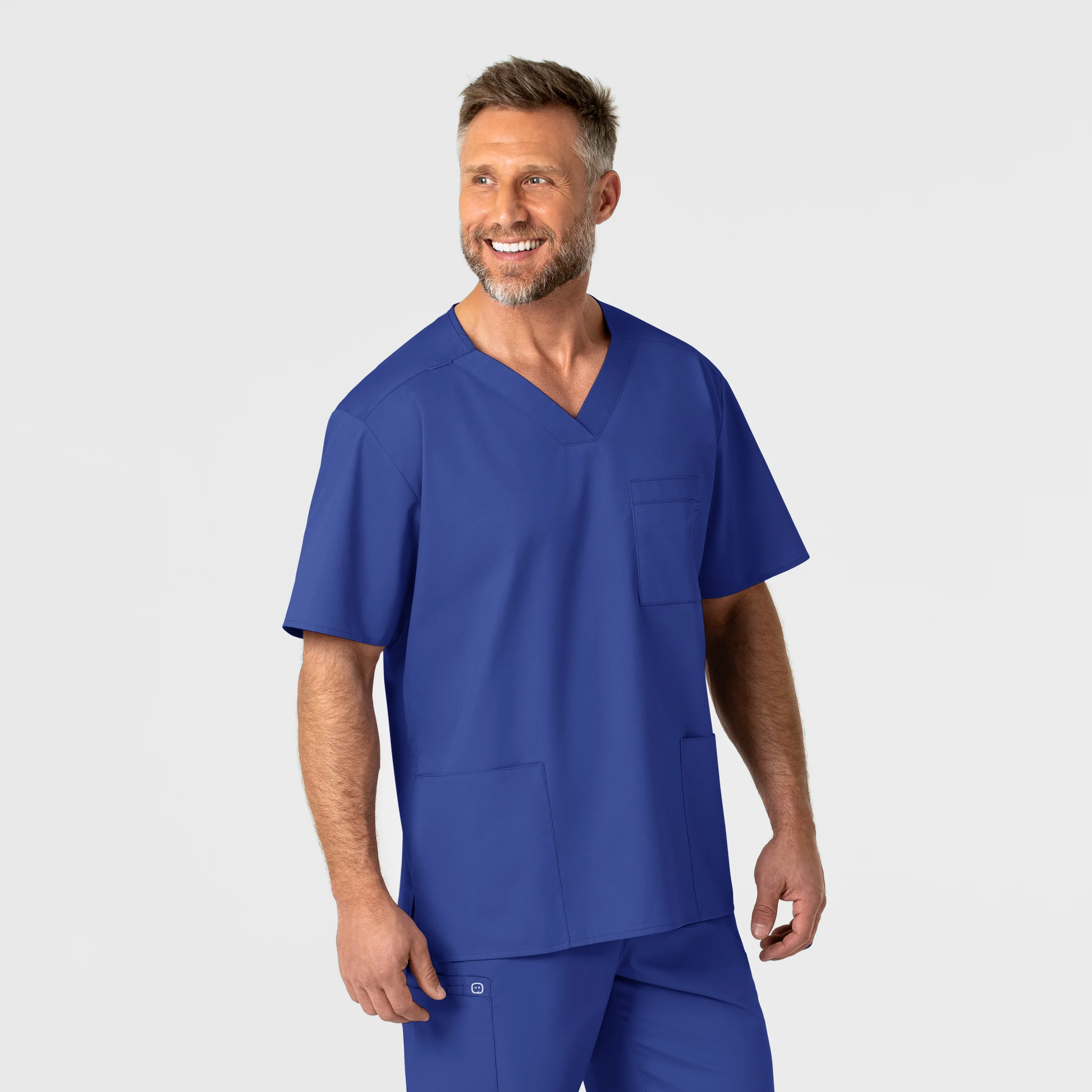 WonderWORK Men's V-Neck Scrub Top - Galaxy Blue - Image 4
