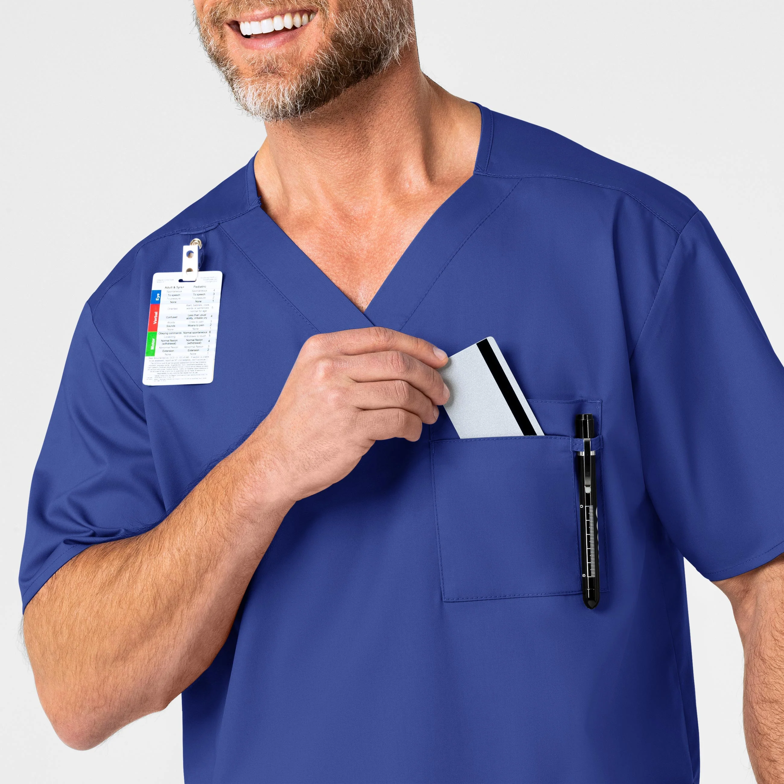 WonderWORK Men's V-Neck Scrub Top - Galaxy Blue - Image 6
