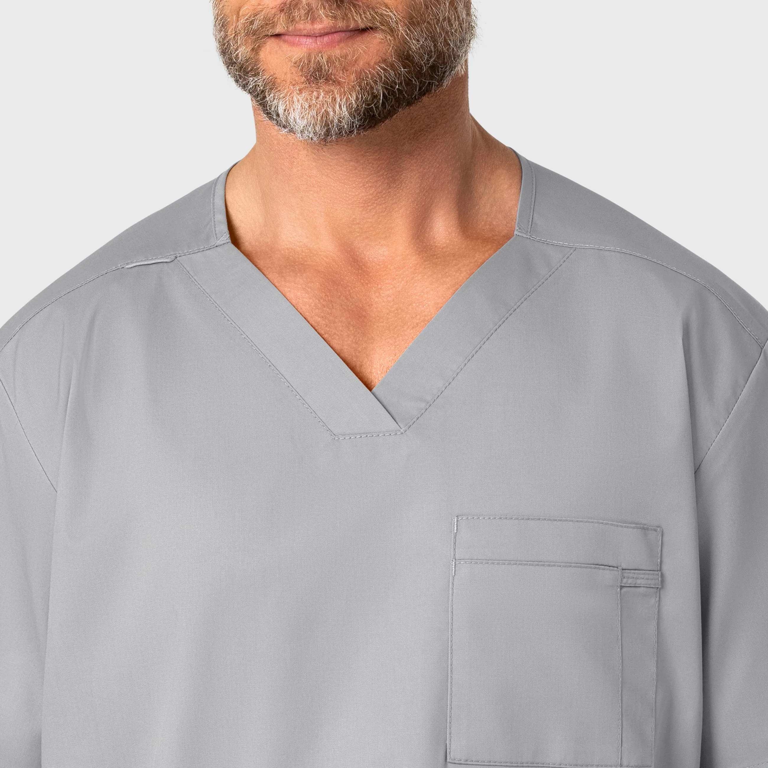 WonderWORK Men's V-Neck Scrub Top - Grey - Image 5
