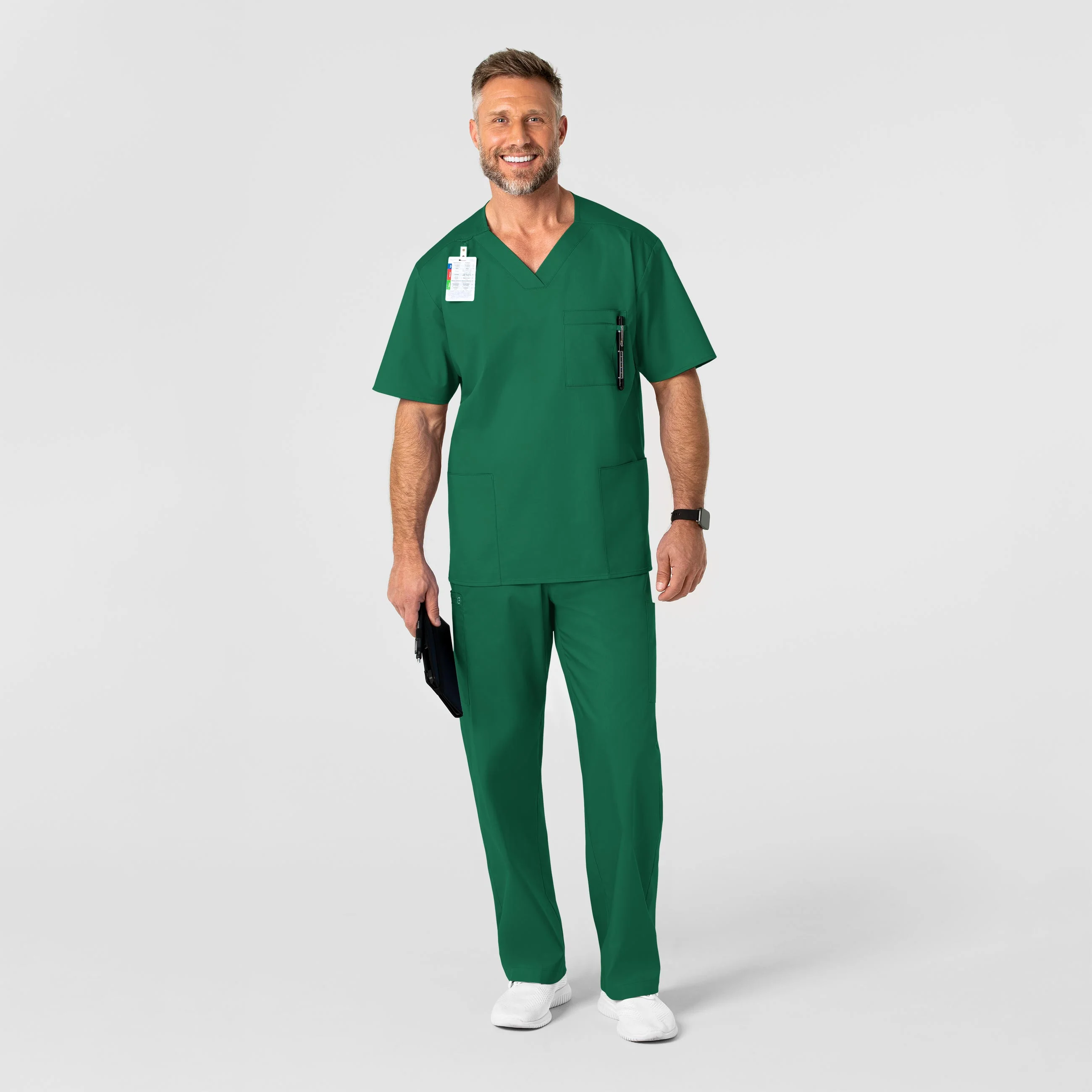 WonderWORK Men's V-Neck Scrub Top - Hunter - Image 3