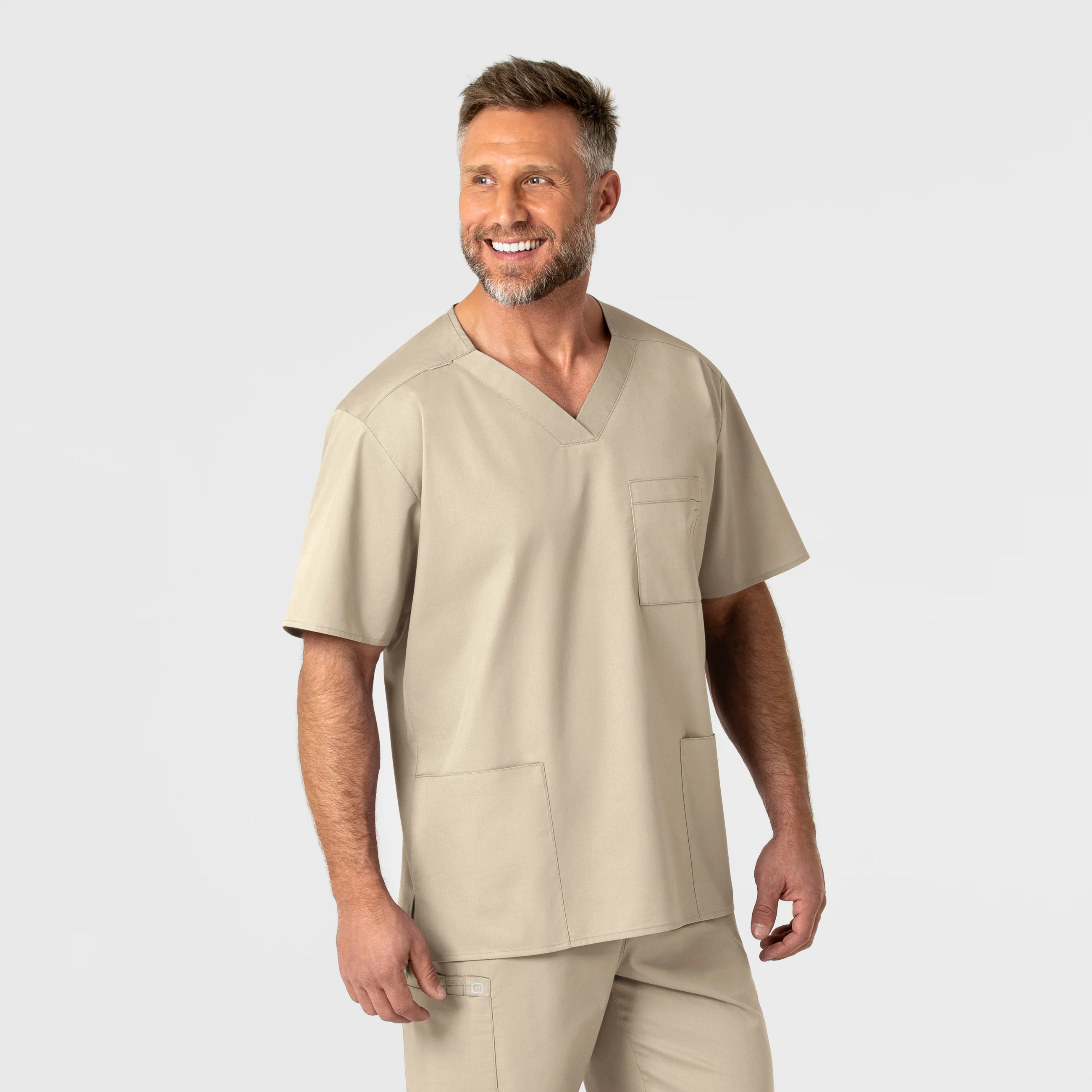 WonderWORK Men's V-Neck Scrub Top - Khaki - Image 4