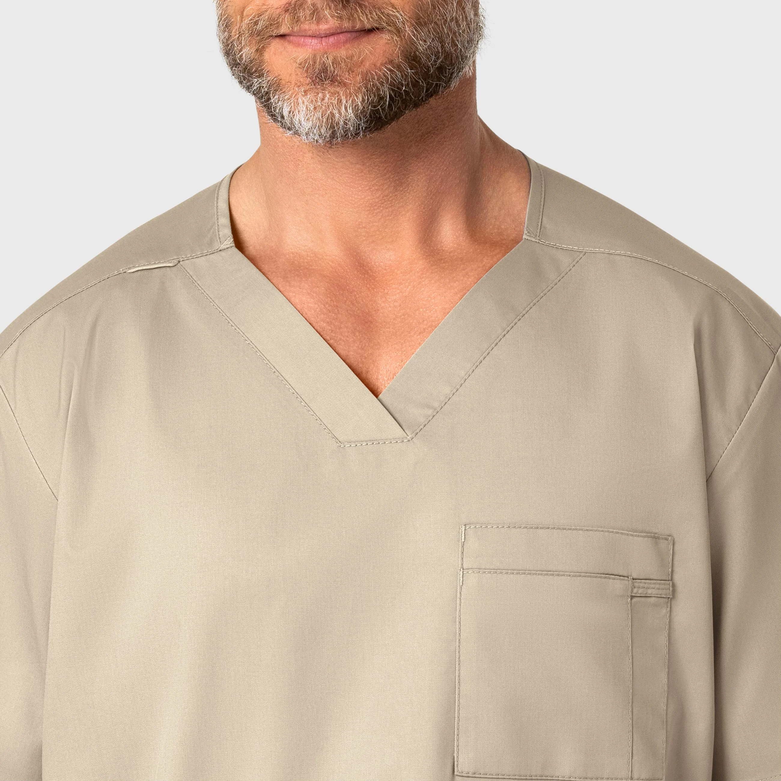 WonderWORK Men's V-Neck Scrub Top - Khaki - Image 5
