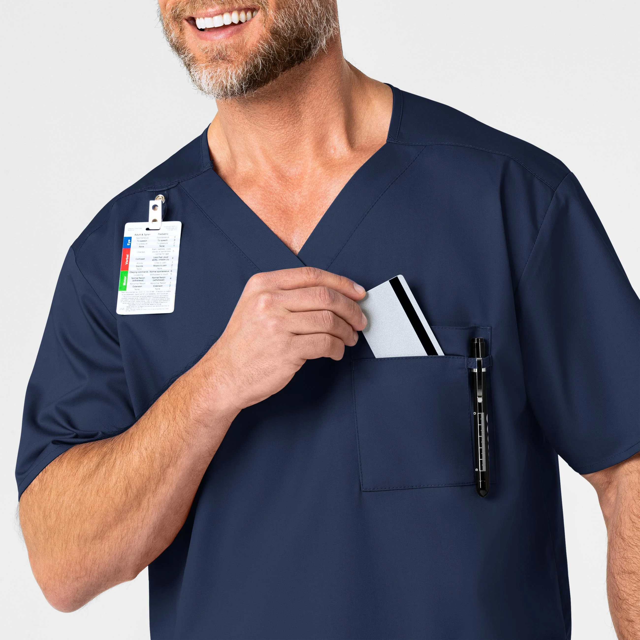 WonderWORK Men's V-Neck Scrub Top - Navy - Image 6