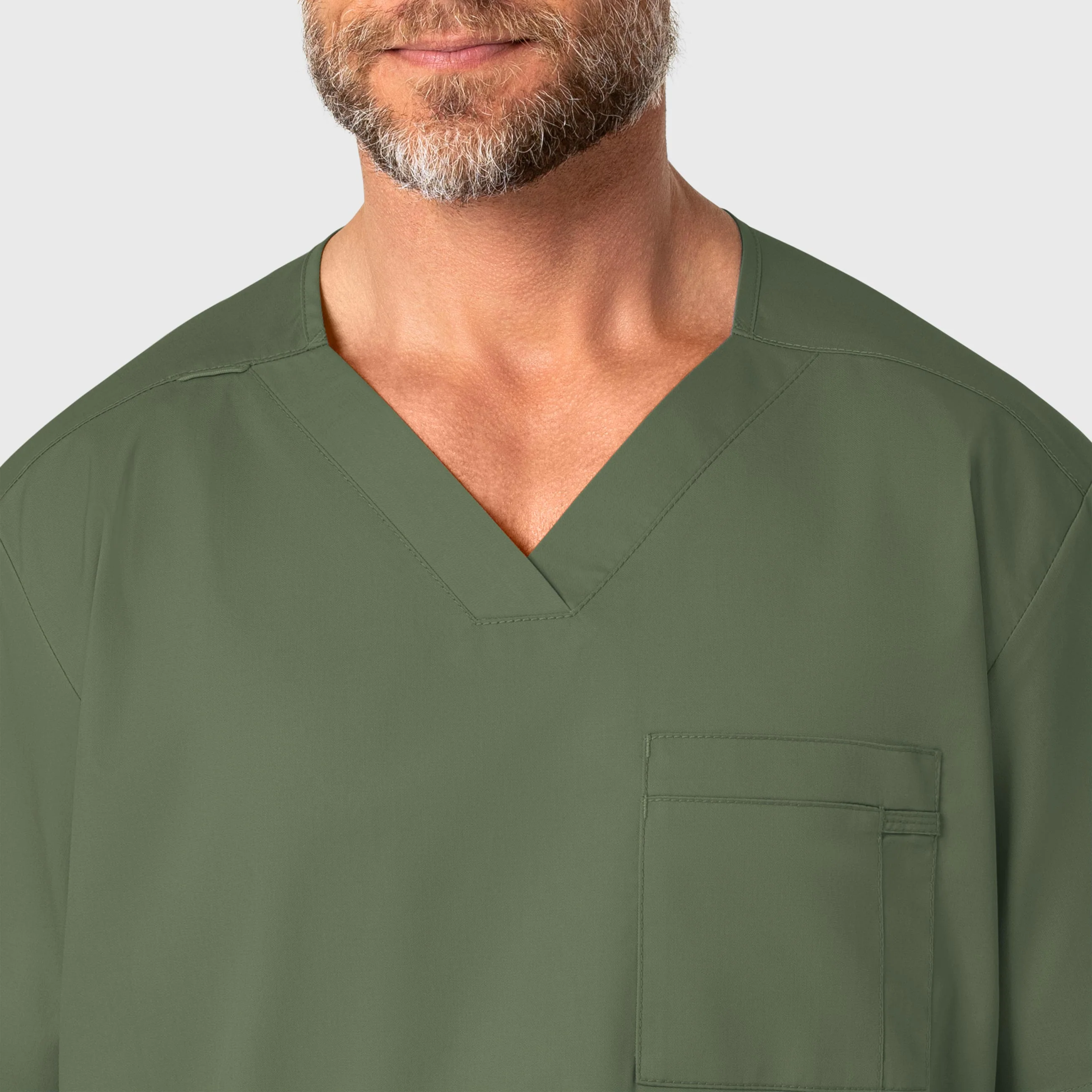 WonderWORK Men's V-Neck Scrub Top - Olive - Image 5