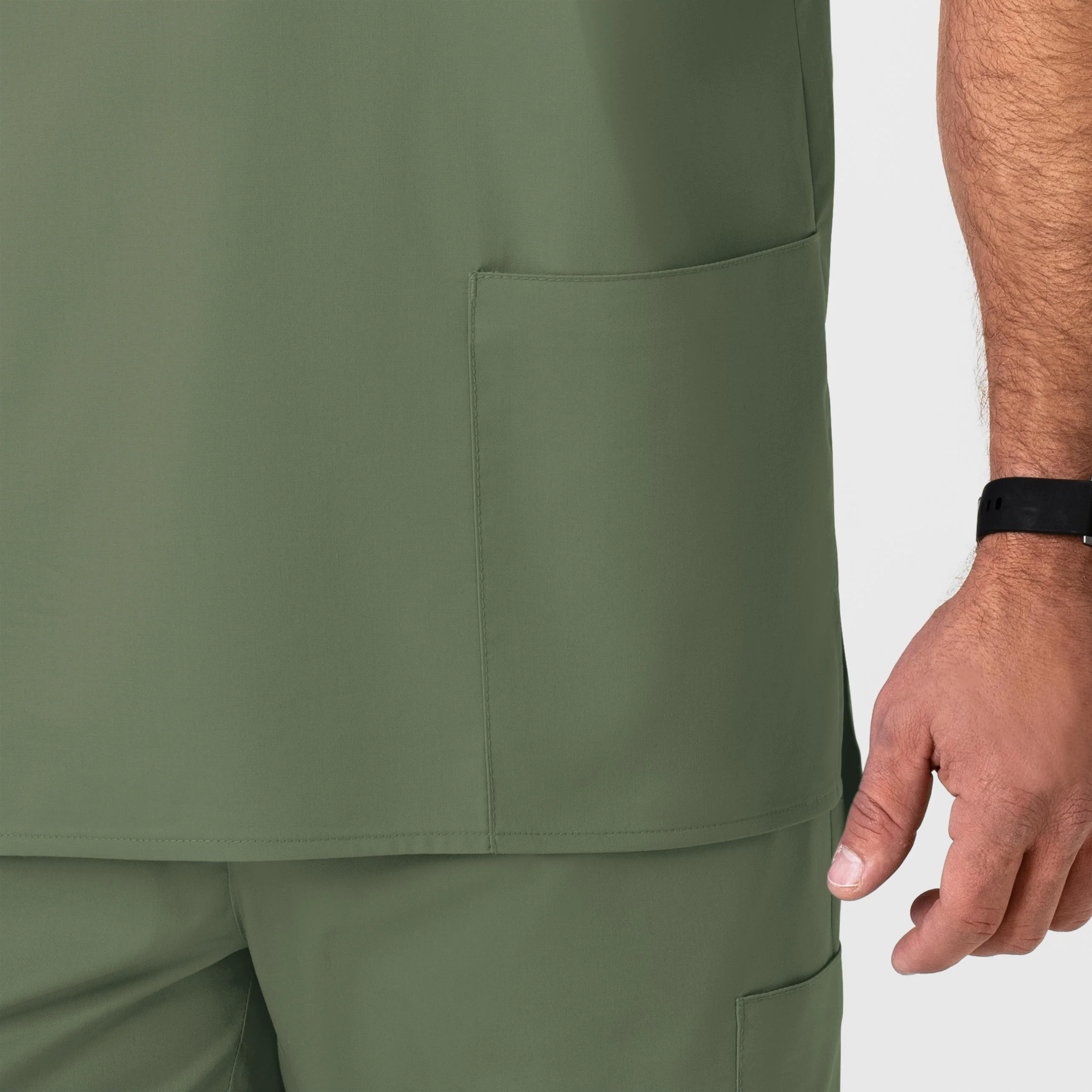 WonderWORK Men's V-Neck Scrub Top - Olive - Image 7