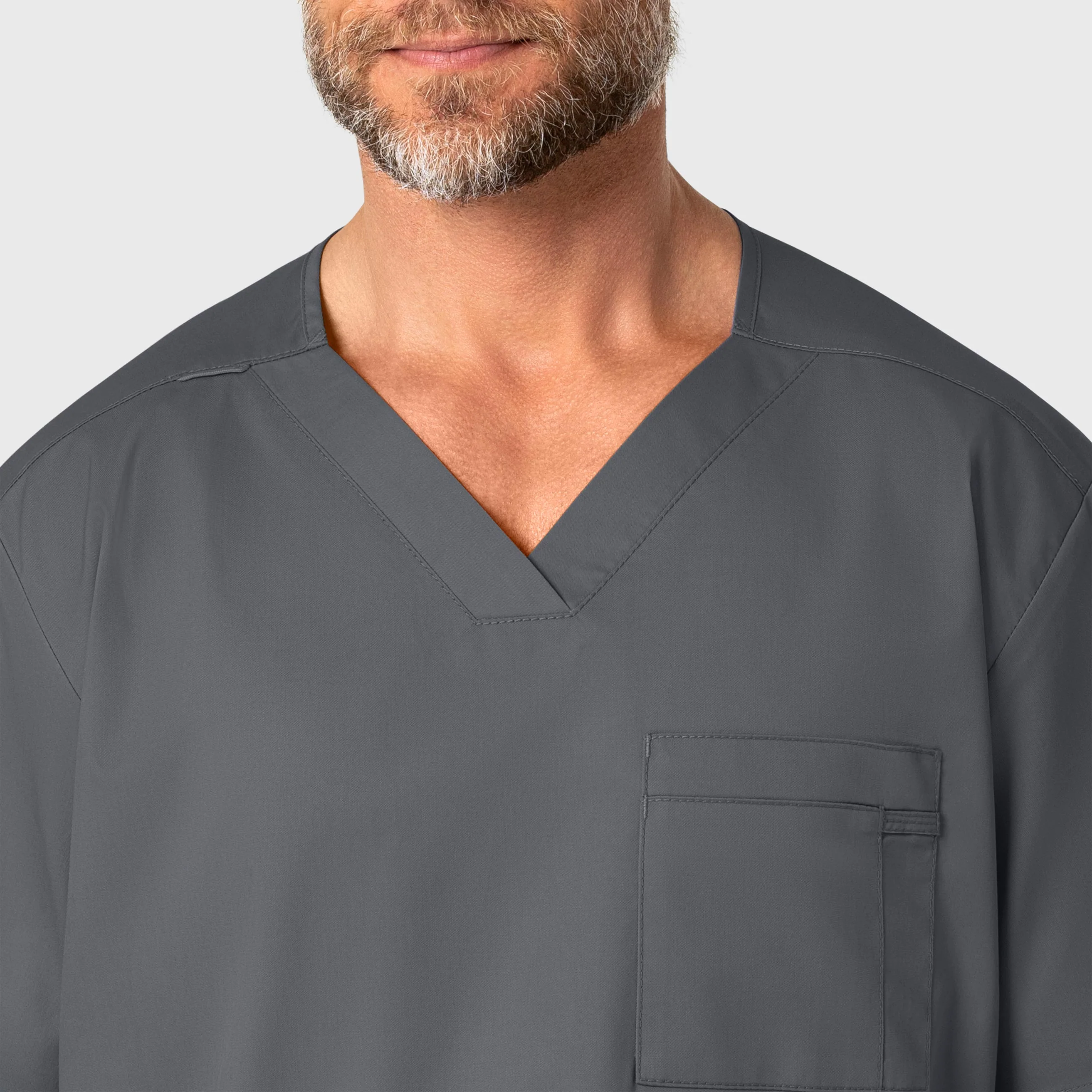 WonderWORK Men's V-Neck Scrub Top - Pewter - Image 5