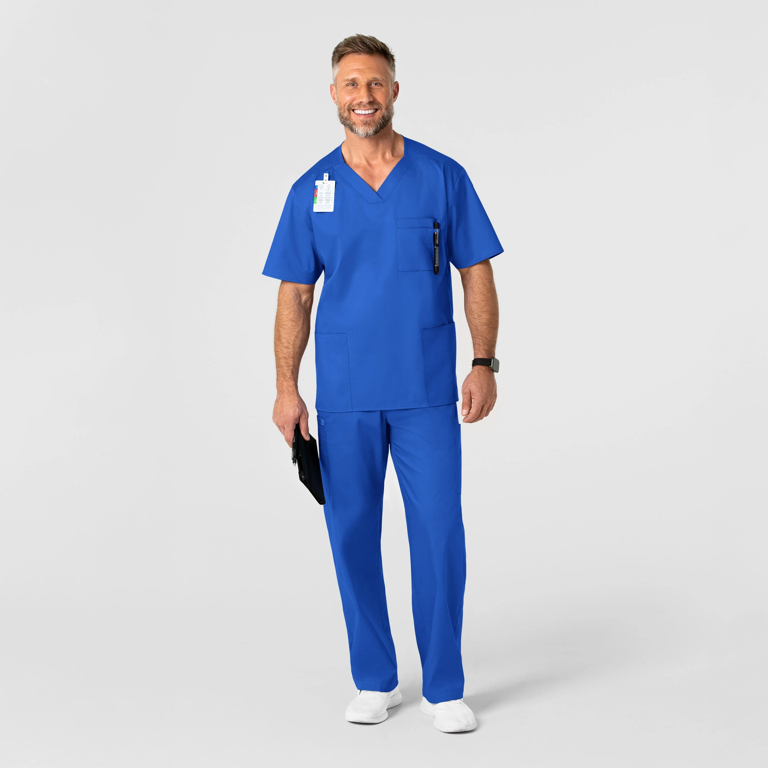 WonderWORK Men's V-Neck Scrub Top - Royal - Image 3