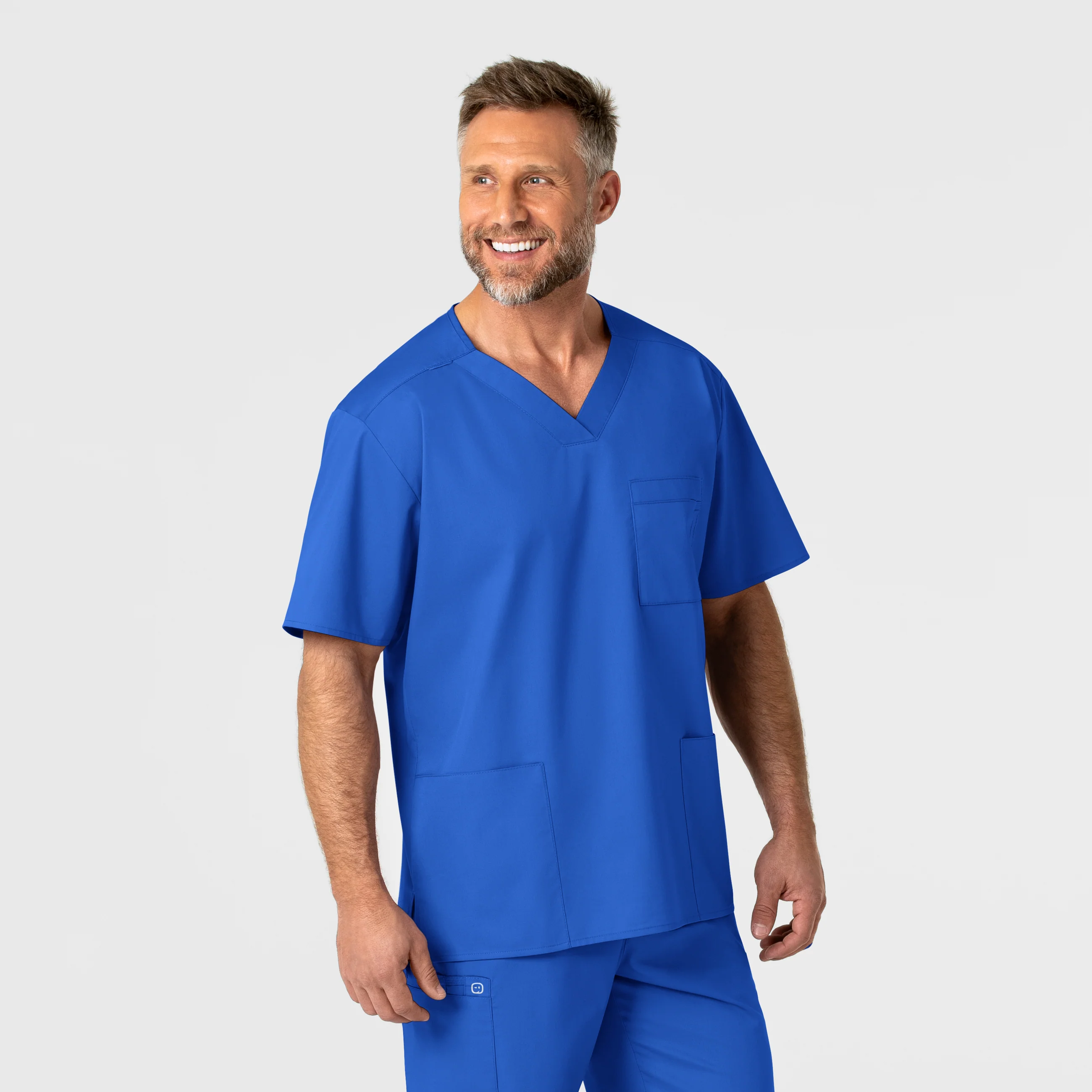 WonderWORK Men's V-Neck Scrub Top - Royal - Image 4