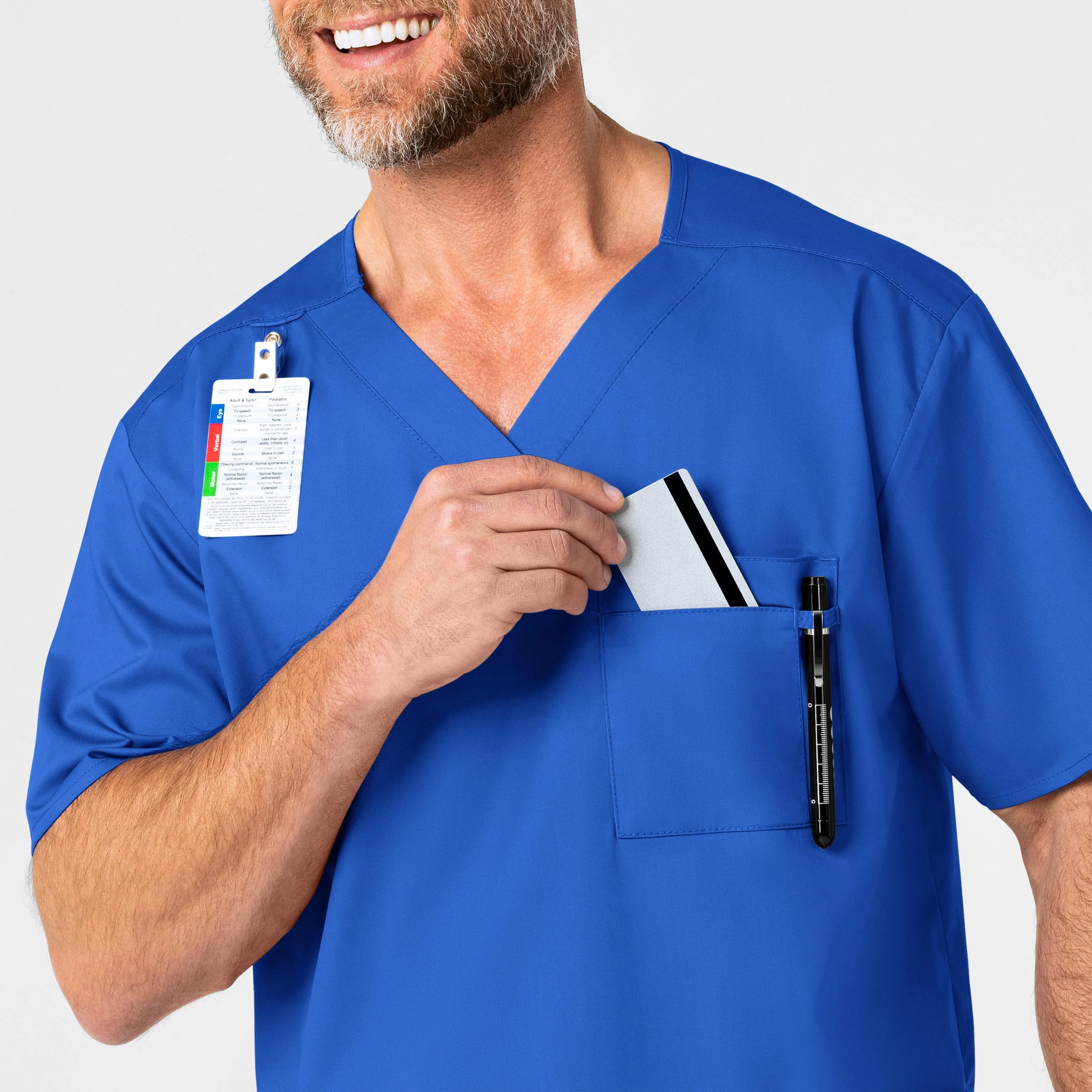 WonderWORK Men's V-Neck Scrub Top - Royal - Image 6