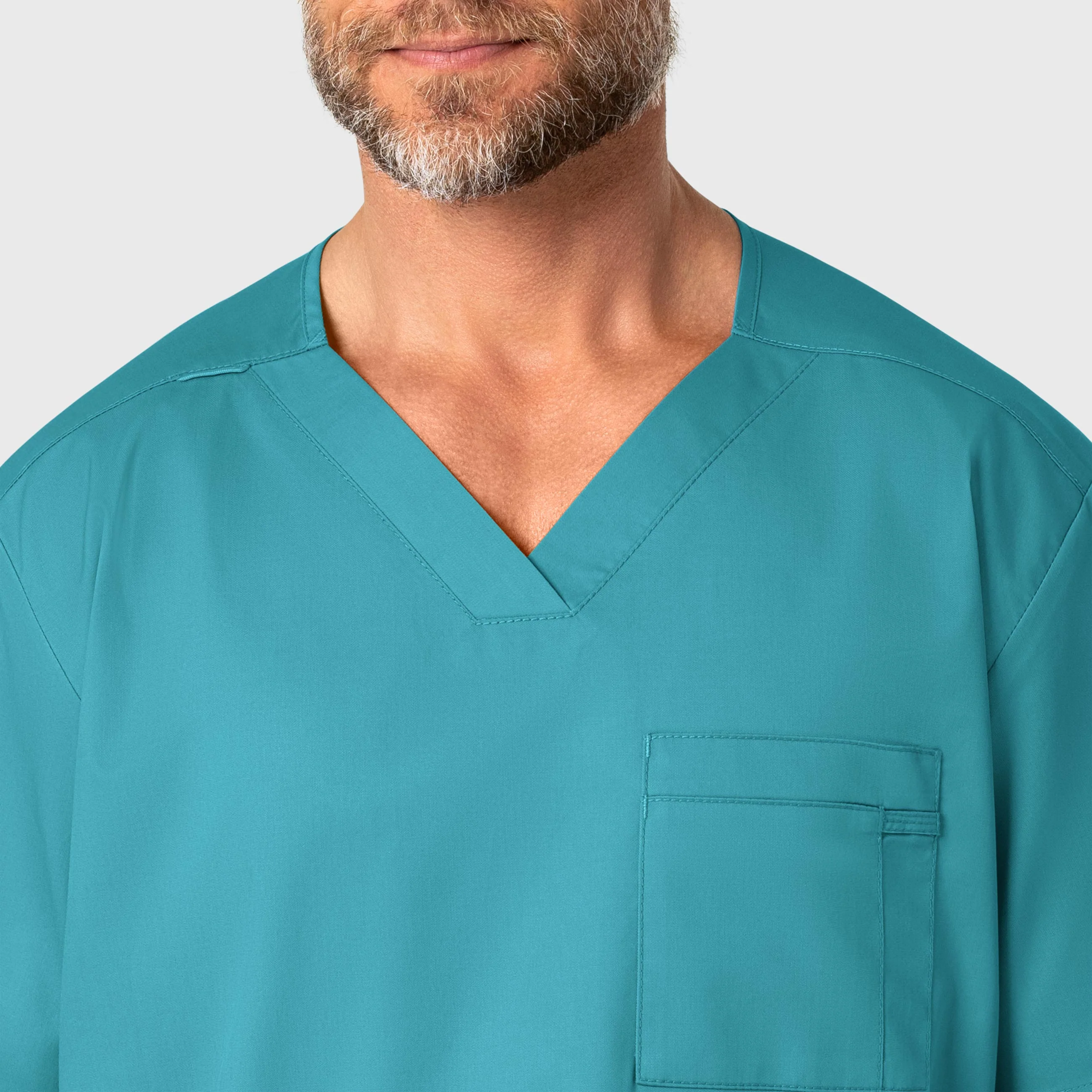 WonderWORK Men's V-Neck Scrub Top - Teal Blue - Image 5