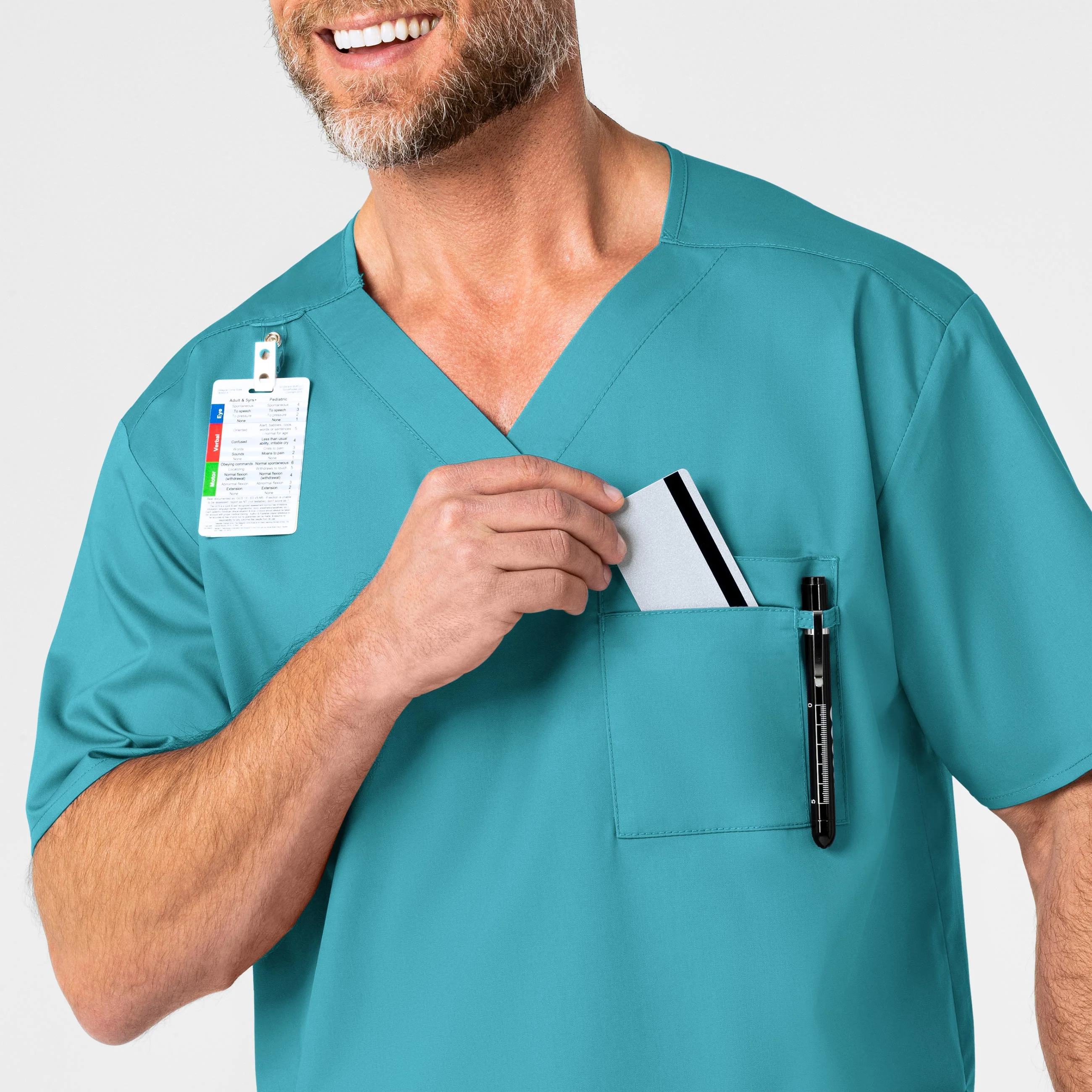 WonderWORK Men's V-Neck Scrub Top - Teal Blue - Image 6