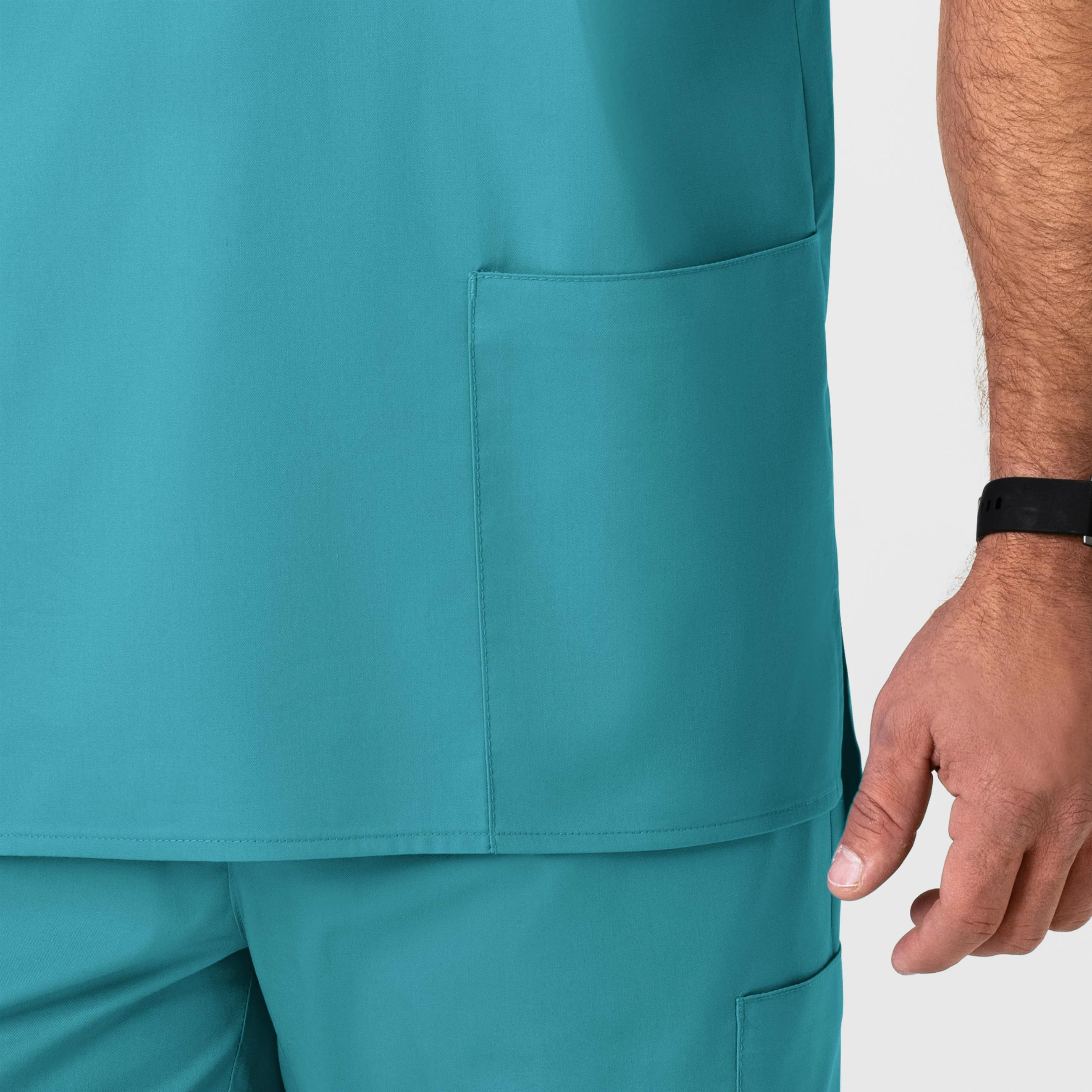 WonderWORK Men's V-Neck Scrub Top - Teal Blue - Image 7