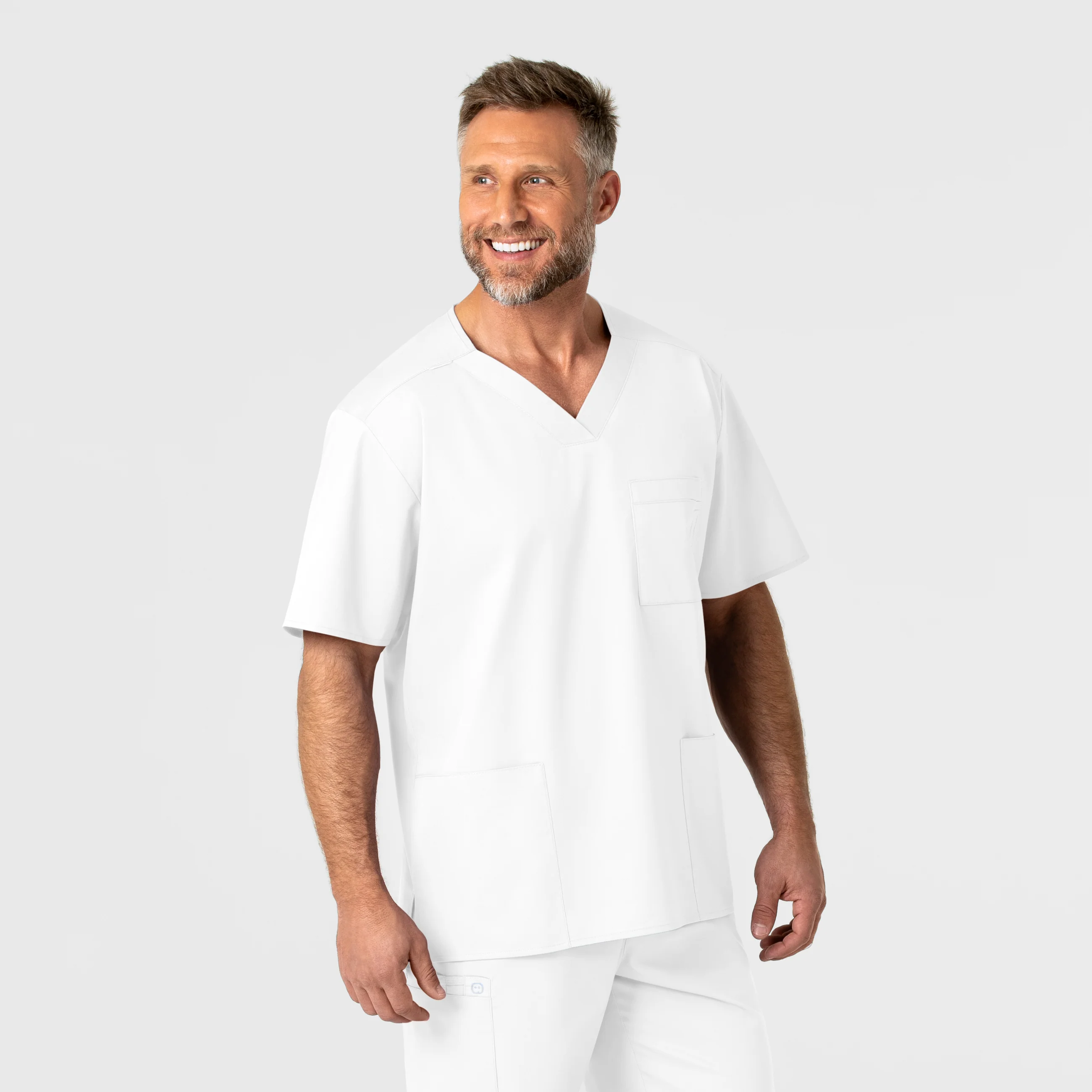 WonderWORK Men's V-Neck Scrub Top - White - Image 4