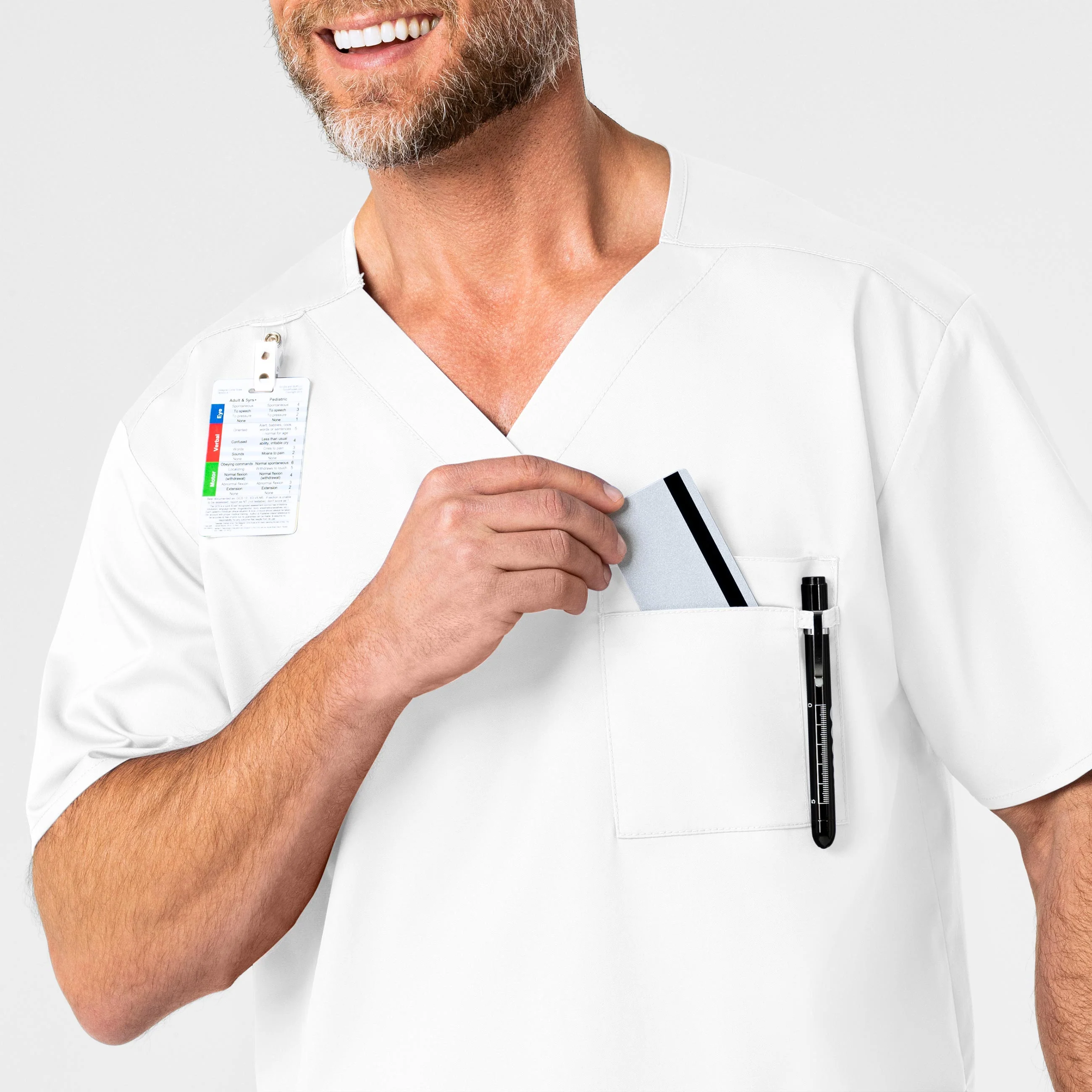 WonderWORK Men's V-Neck Scrub Top - White - Image 6