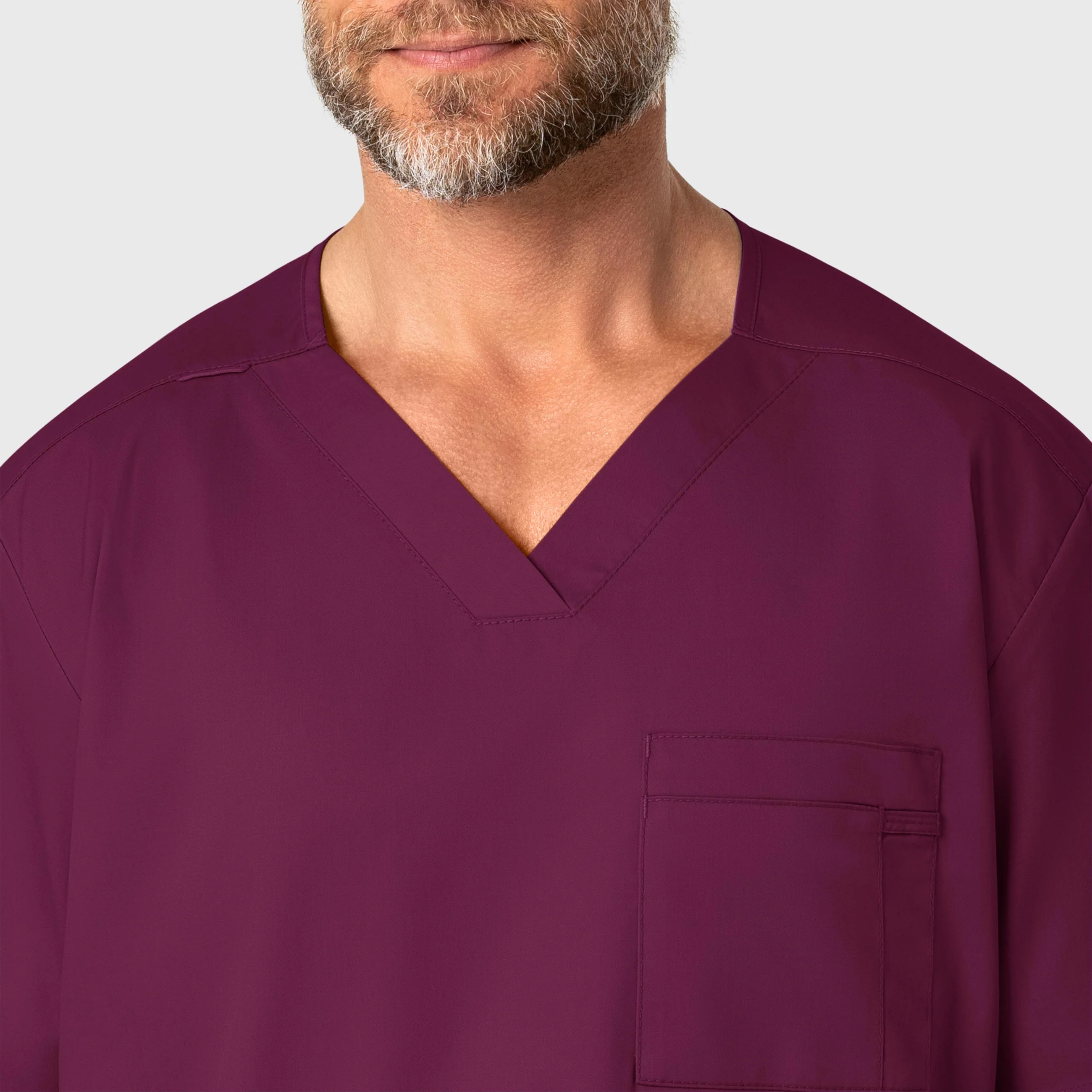 WonderWORK Men's V-Neck Scrub Top - Wine - Image 5