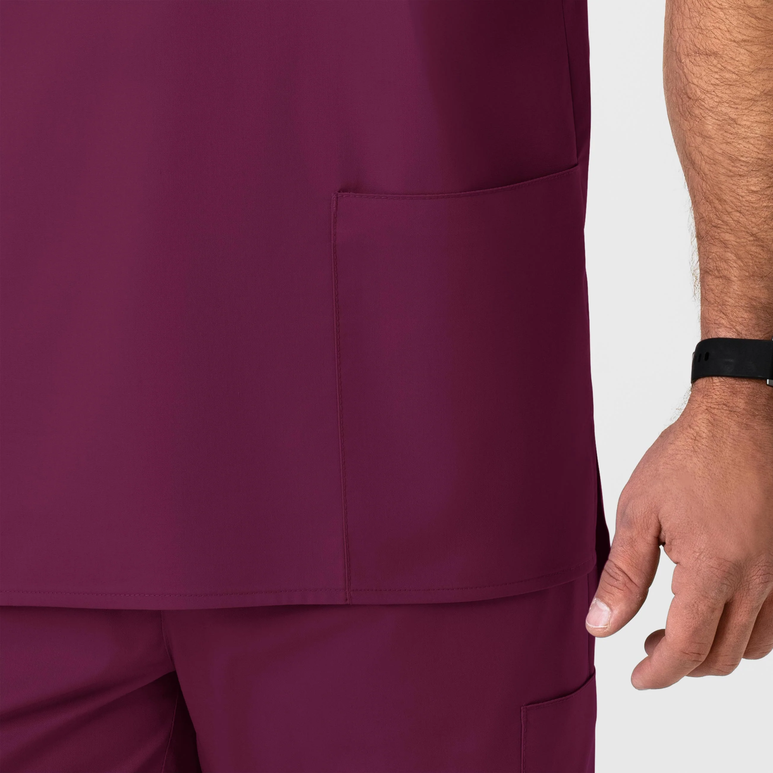 WonderWORK Men's V-Neck Scrub Top - Wine - Image 7
