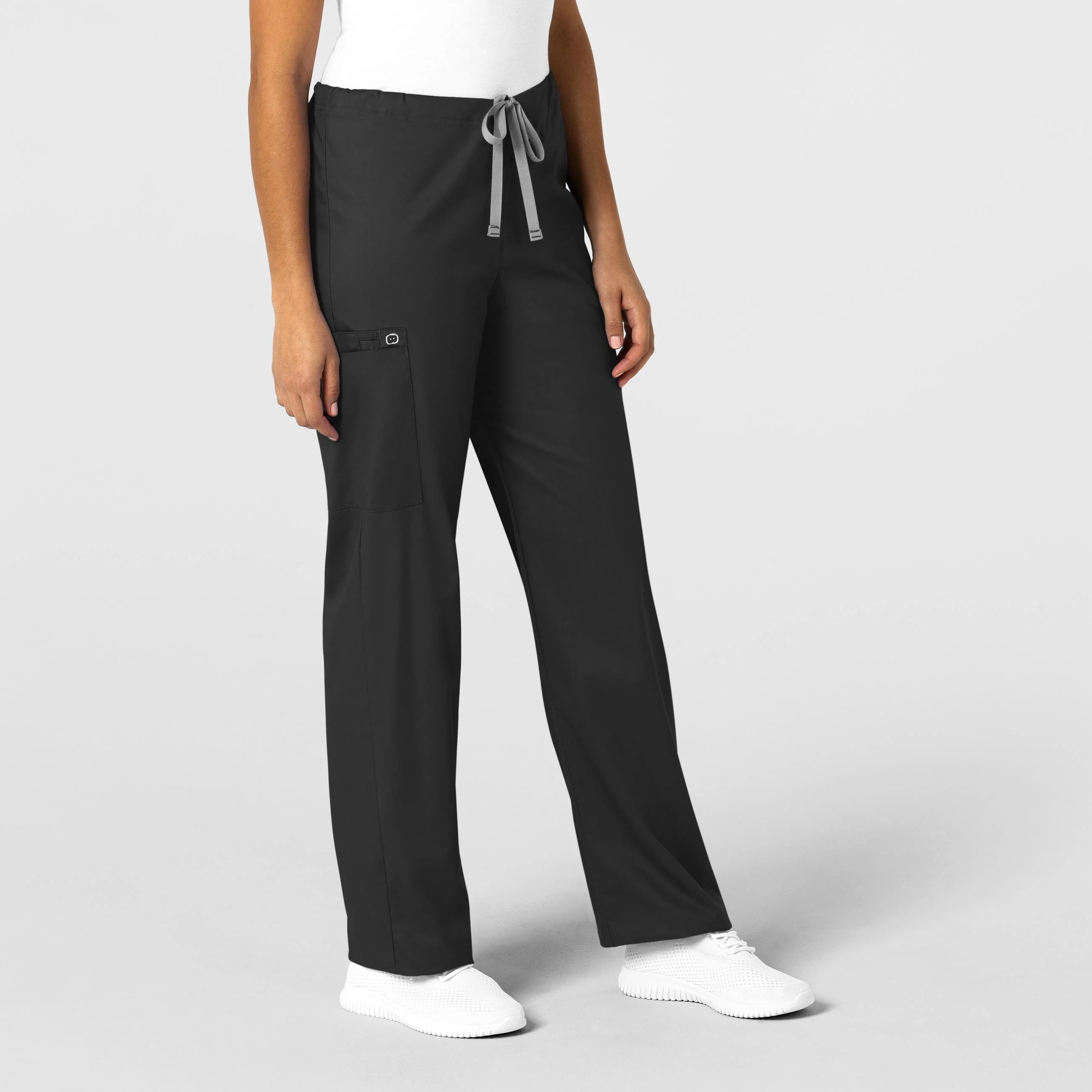 WonderWORK Unisex Drawstring Cargo Scrub Pant - Black - Image 4
