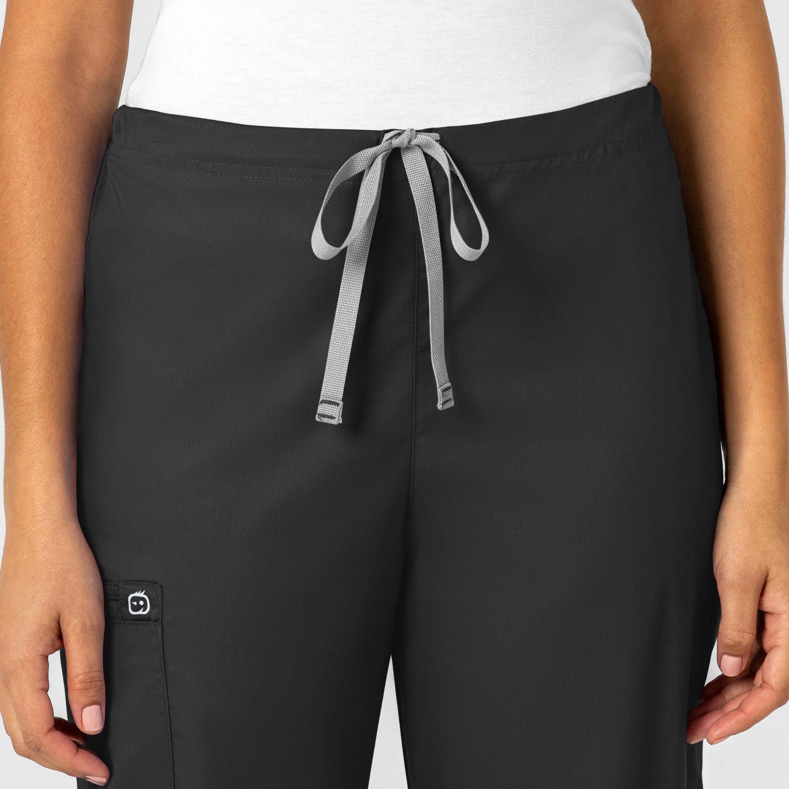 WonderWORK Unisex Drawstring Cargo Scrub Pant - Black - Image 5