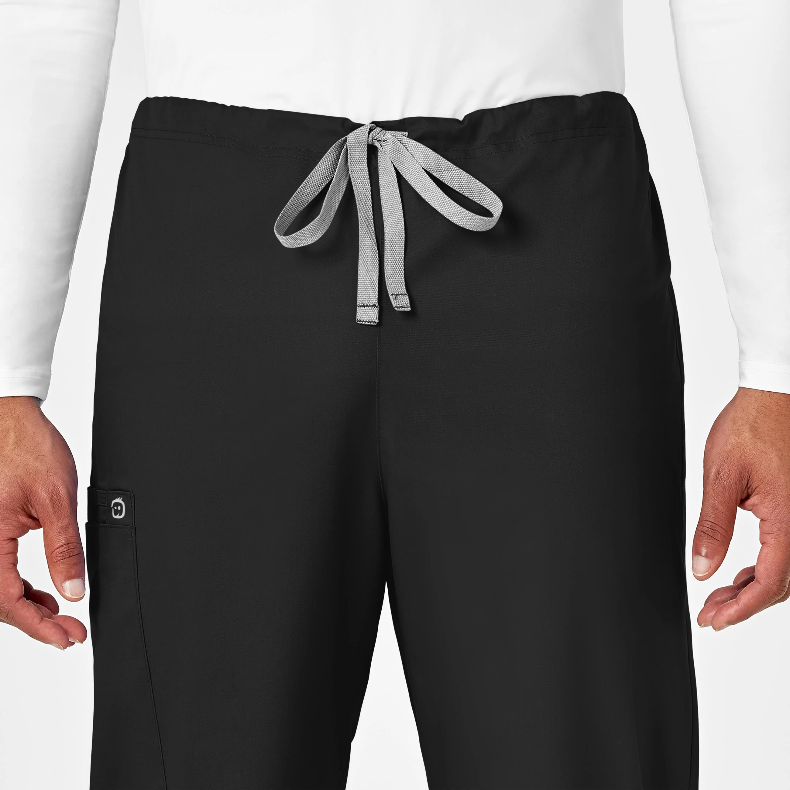 WonderWORK Unisex Drawstring Cargo Scrub Pant - Black - Image 7