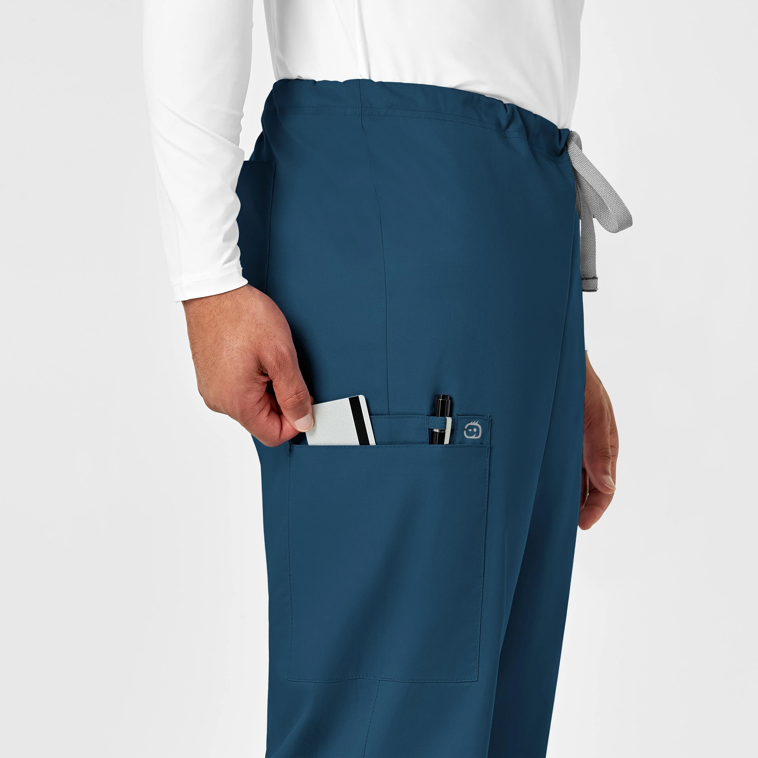 WonderWORK Unisex Drawstring Cargo Scrub Pant - Caribbean - Image 8