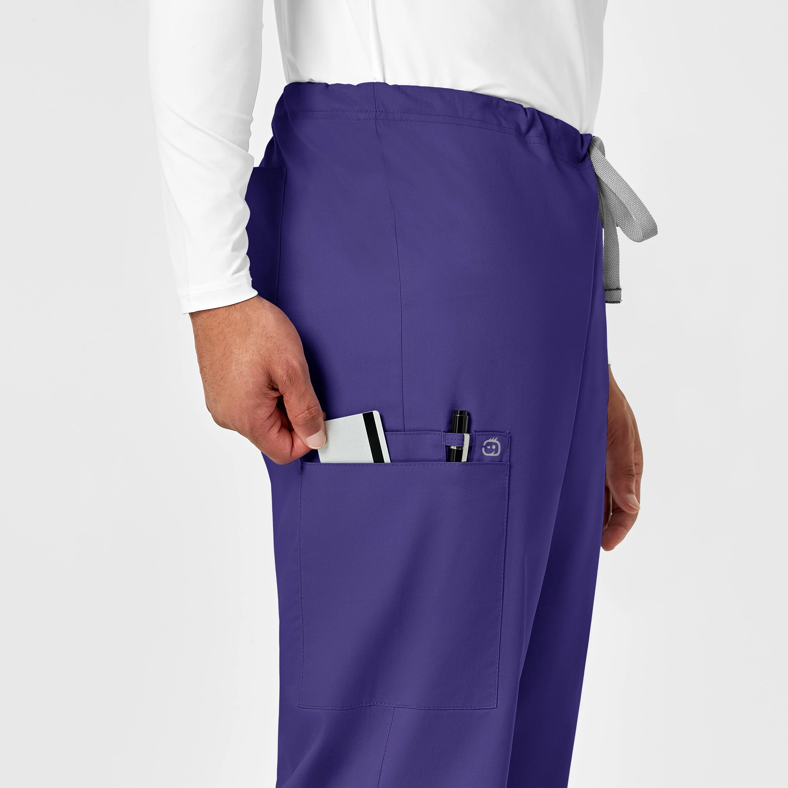 WonderWORK Unisex Drawstring Cargo Scrub Pant - Grape - Image 8