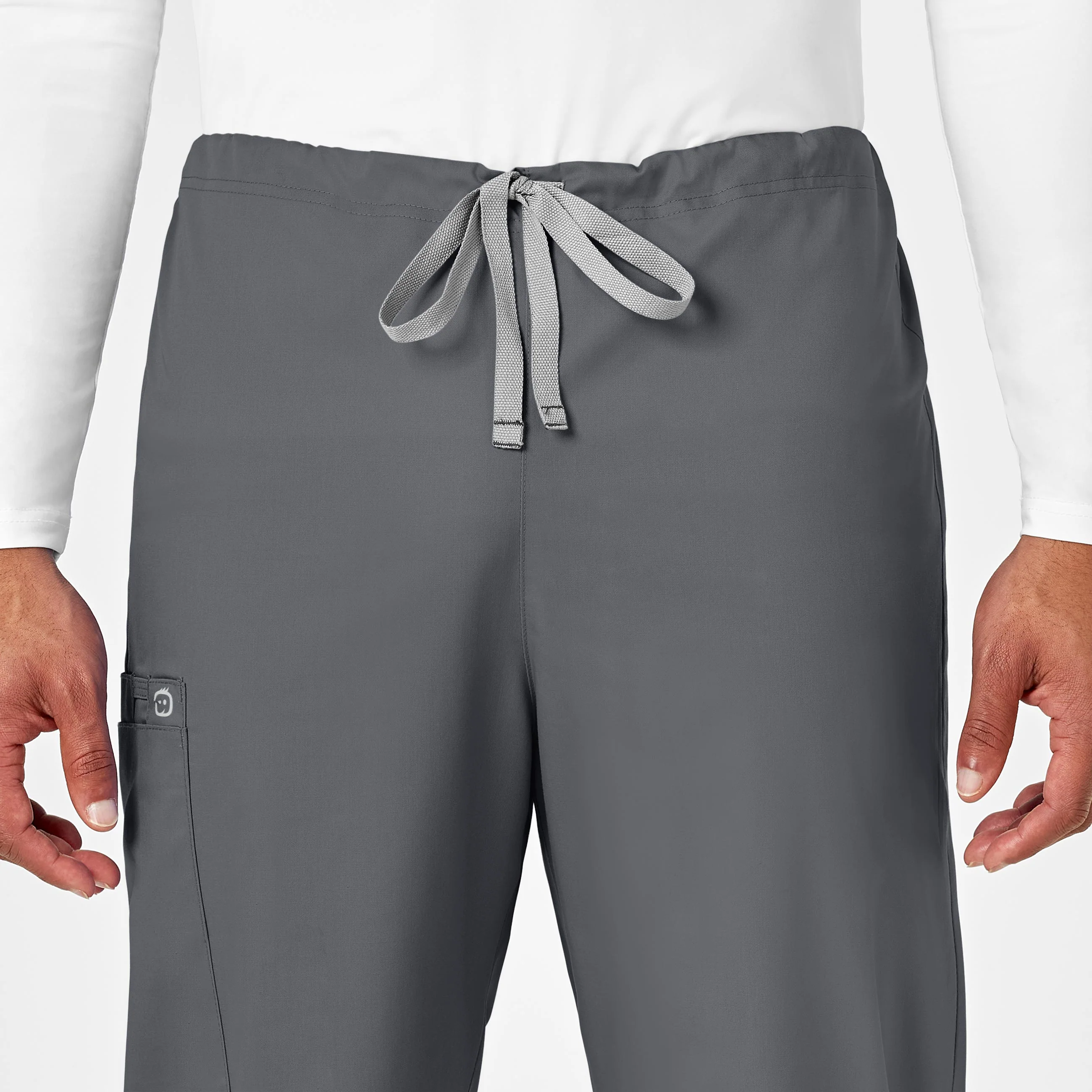 WonderWORK Unisex Drawstring Cargo Scrub Pant - Pewter - Image 7