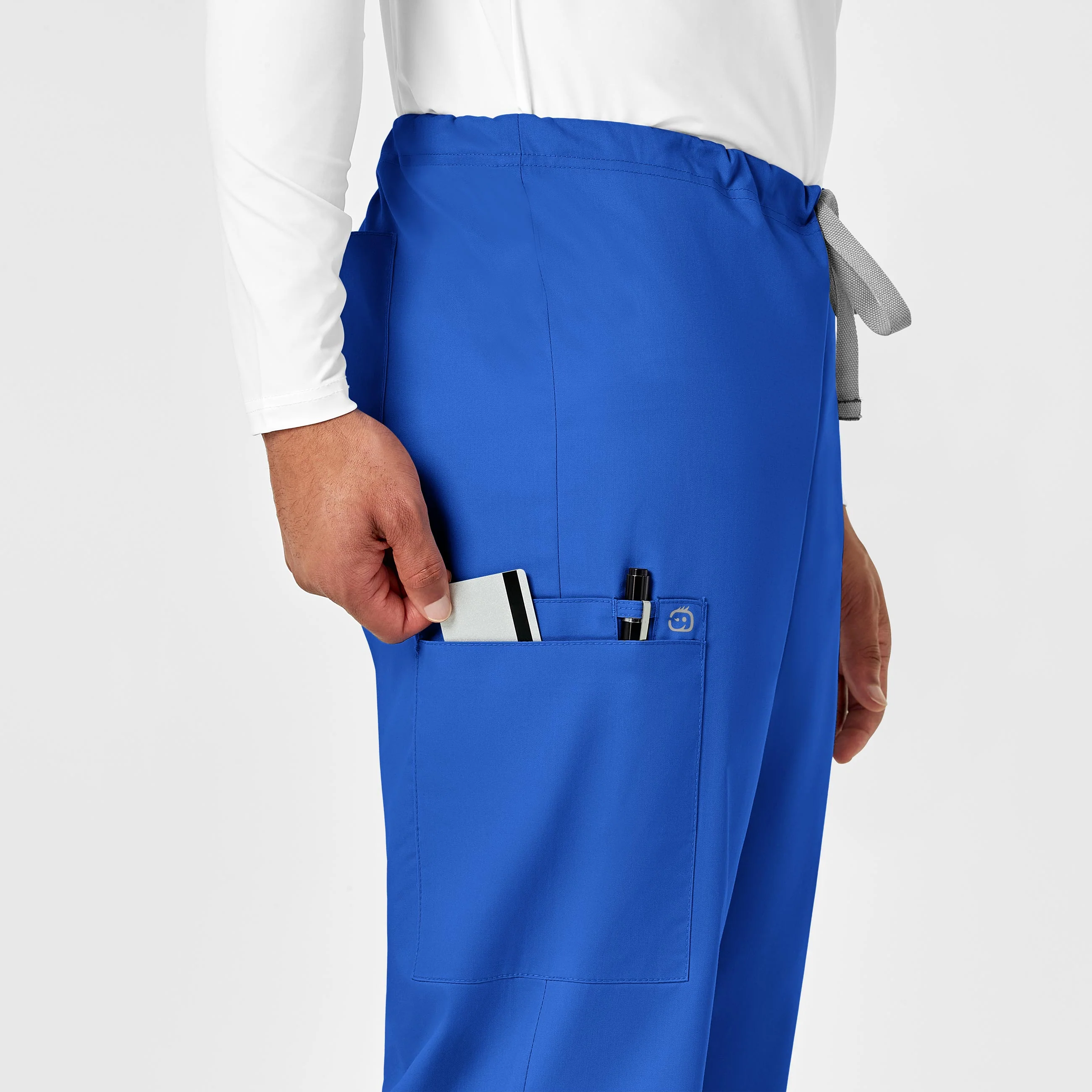 WonderWORK Unisex Drawstring Cargo Scrub Pant - Royal - Image 8
