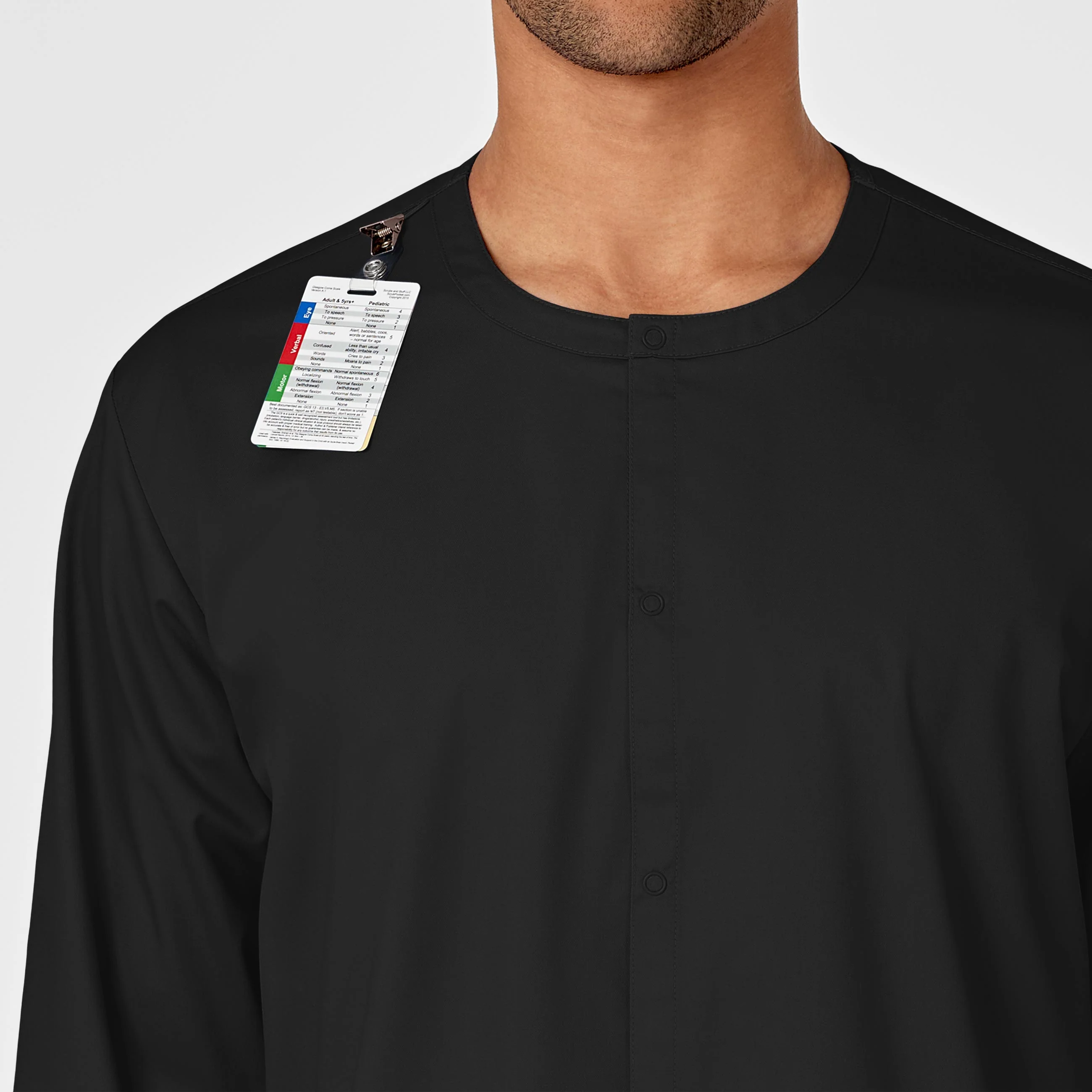 WonderWORK Unisex Snap Front Scrub Jacket - Black - Image 7