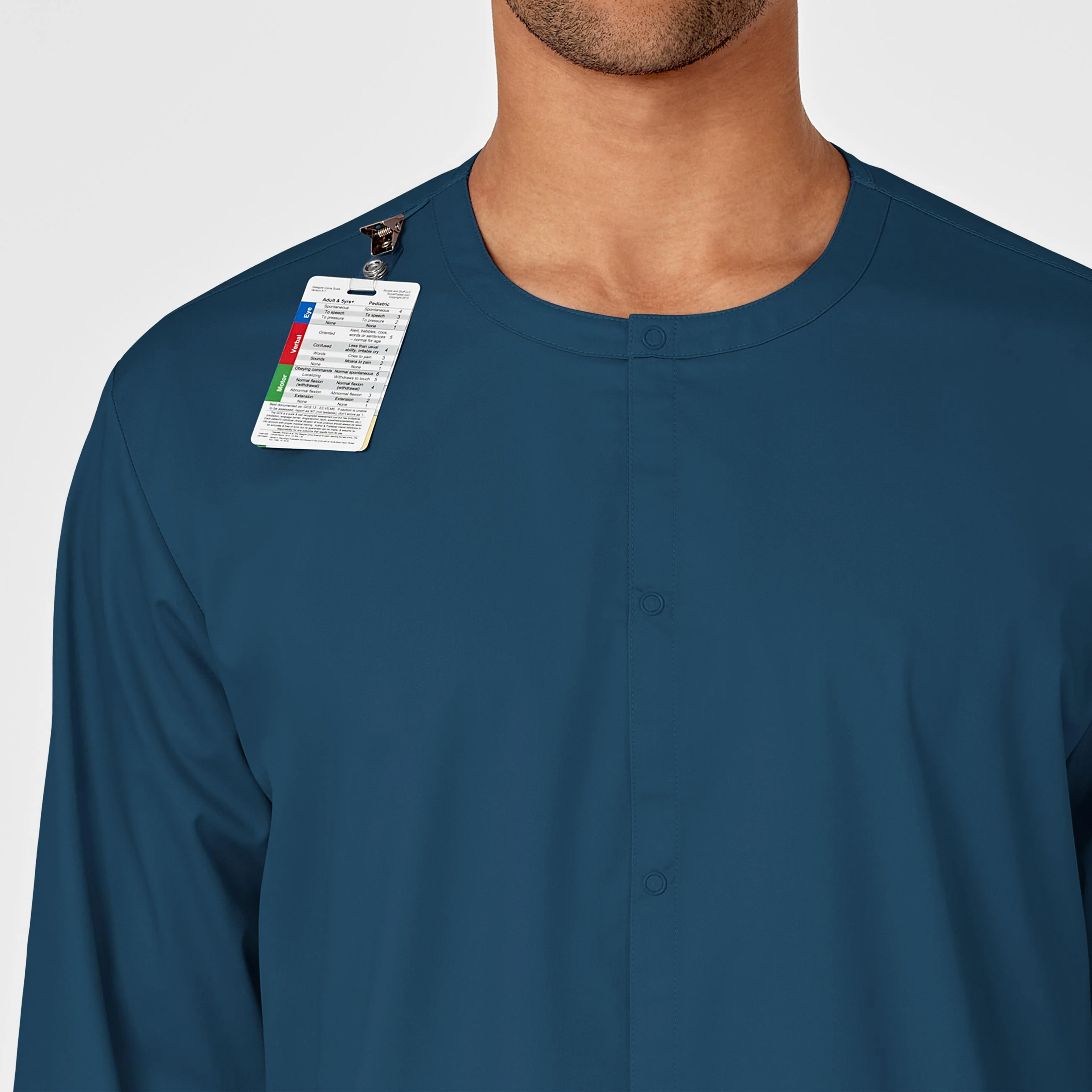WonderWORK Unisex Snap Front Scrub Jacket - Caribbean - Image 7