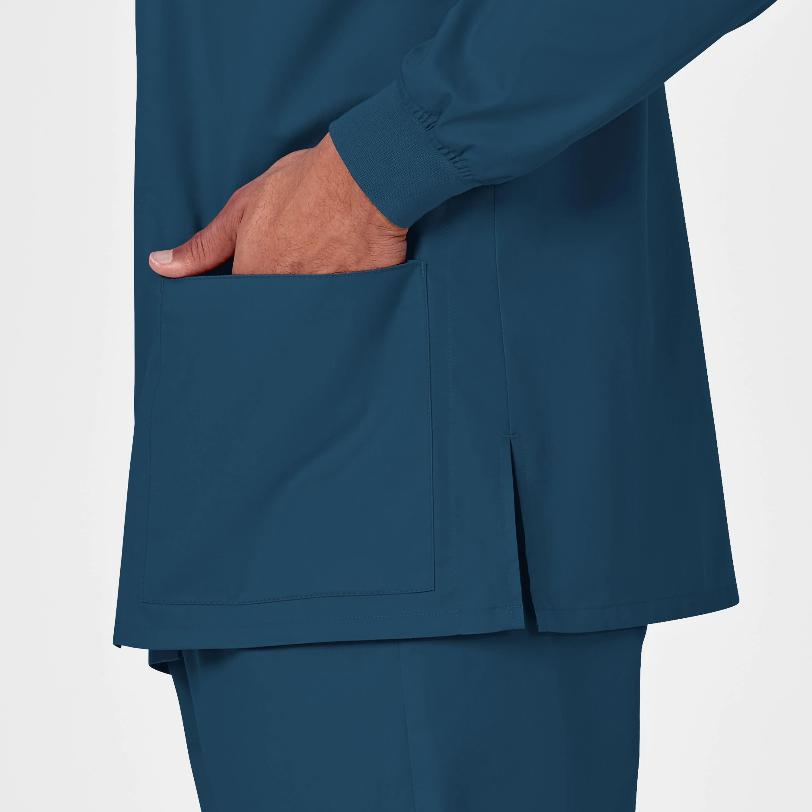 WonderWORK Unisex Snap Front Scrub Jacket - Caribbean - Image 9