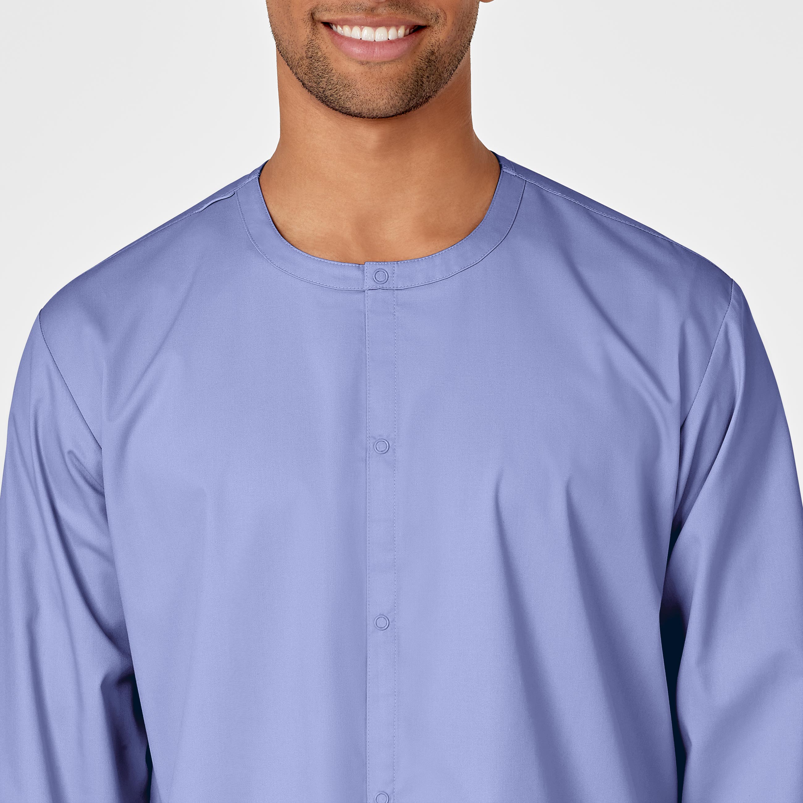 WonderWORK Unisex Snap Front Scrub Jacket - Ceil Blue - Image 5