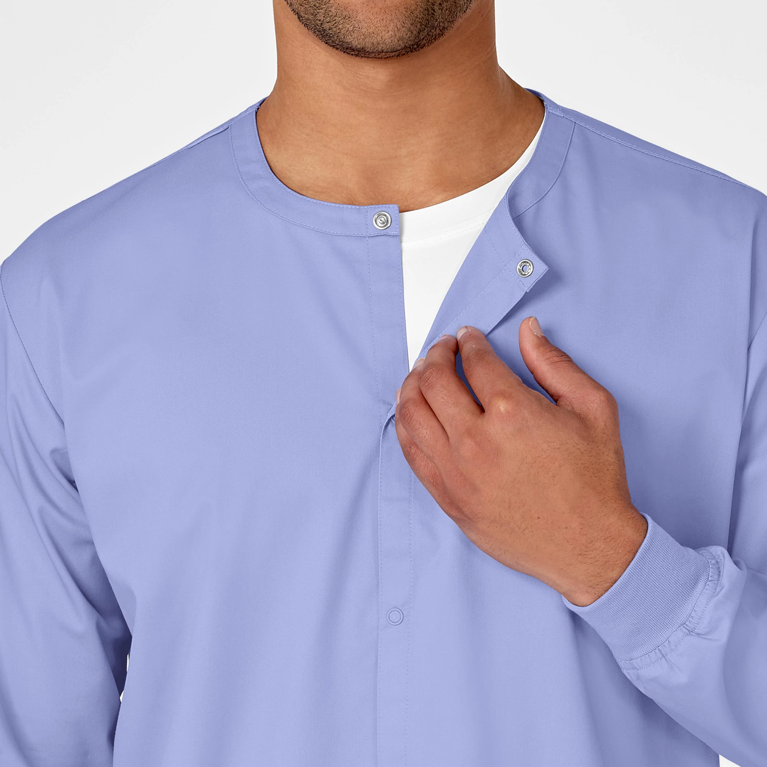 WonderWORK Unisex Snap Front Scrub Jacket - Ceil Blue - Image 6