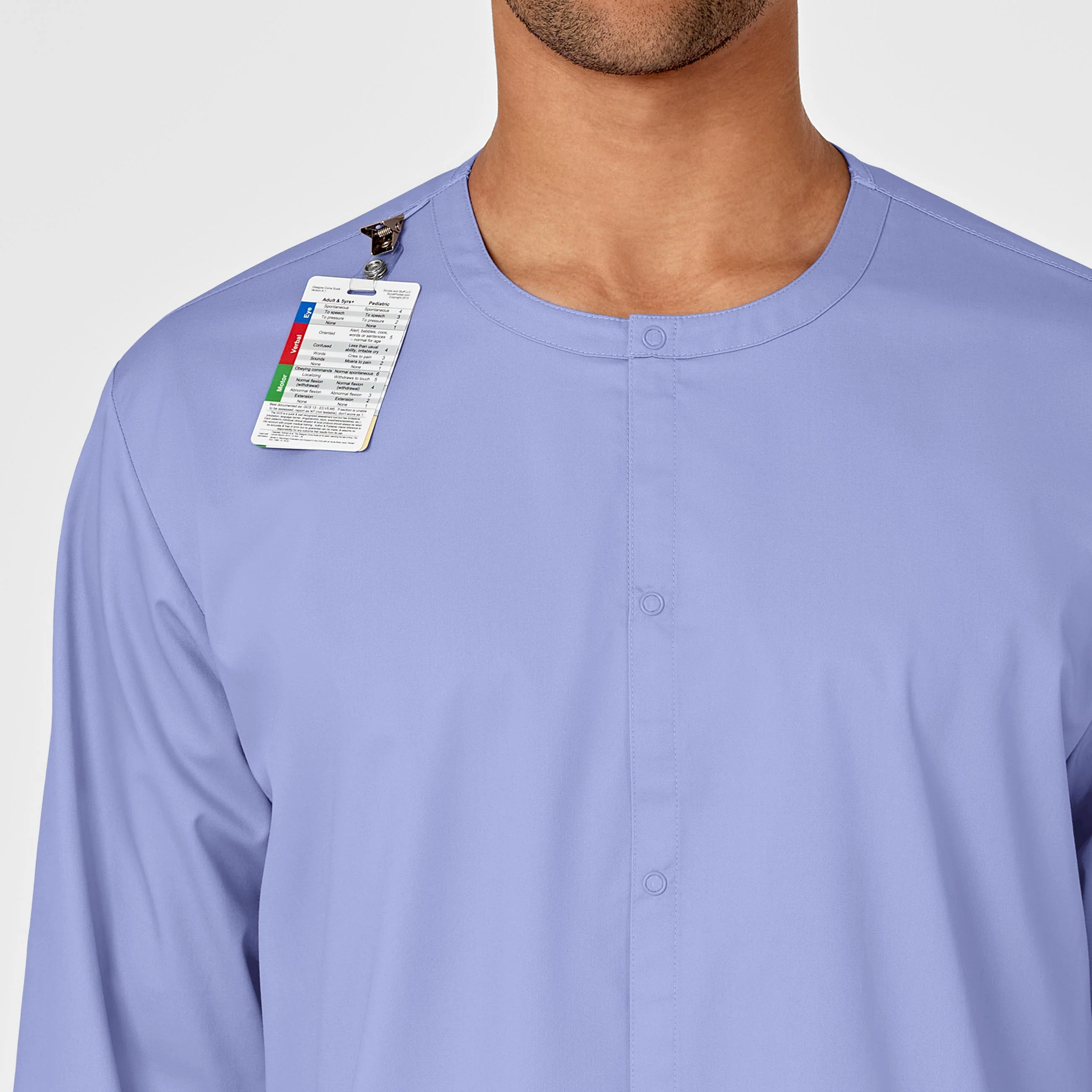 WonderWORK Unisex Snap Front Scrub Jacket - Ceil Blue - Image 7