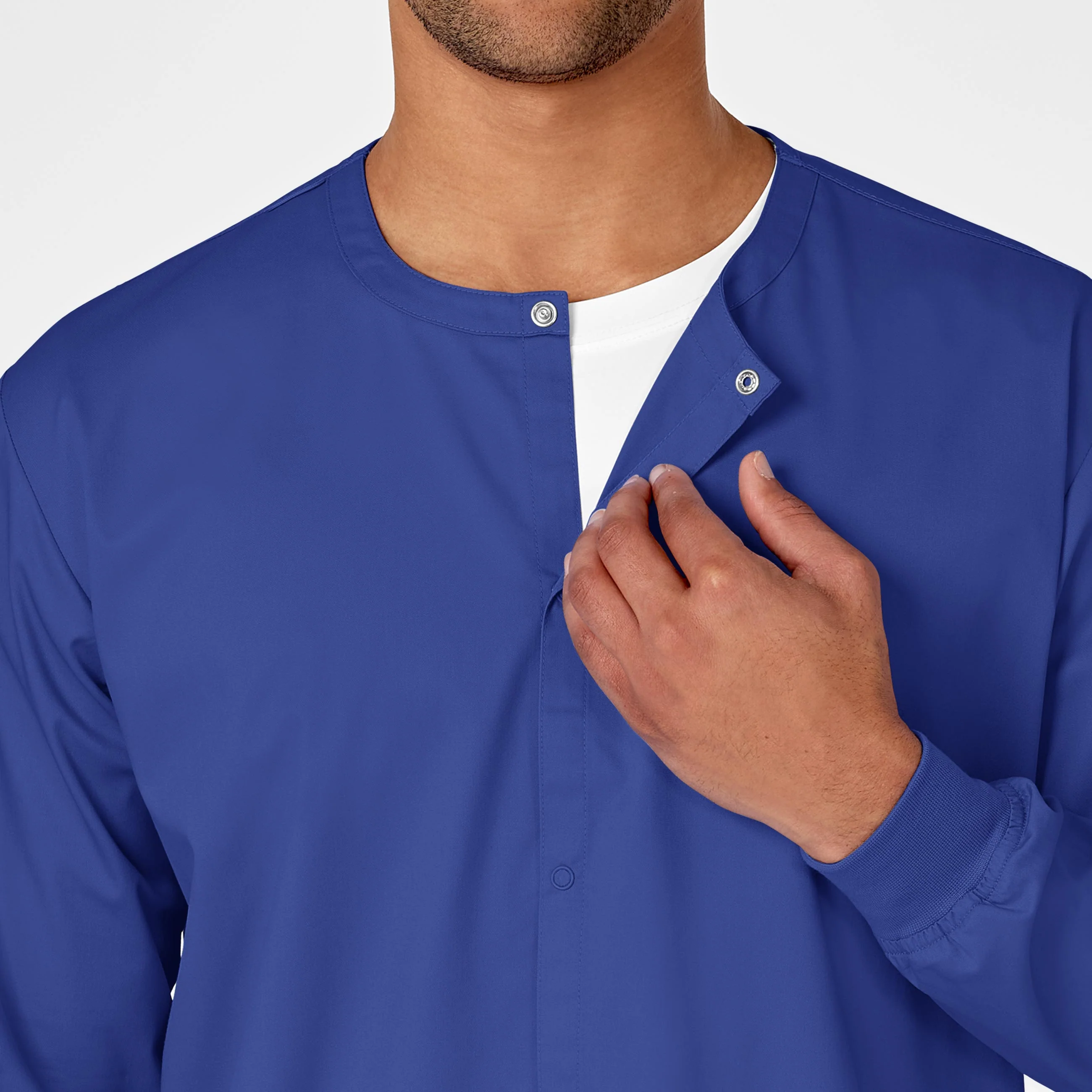 WonderWORK Unisex Snap Front Scrub Jacket - Galaxy Blue - Image 6