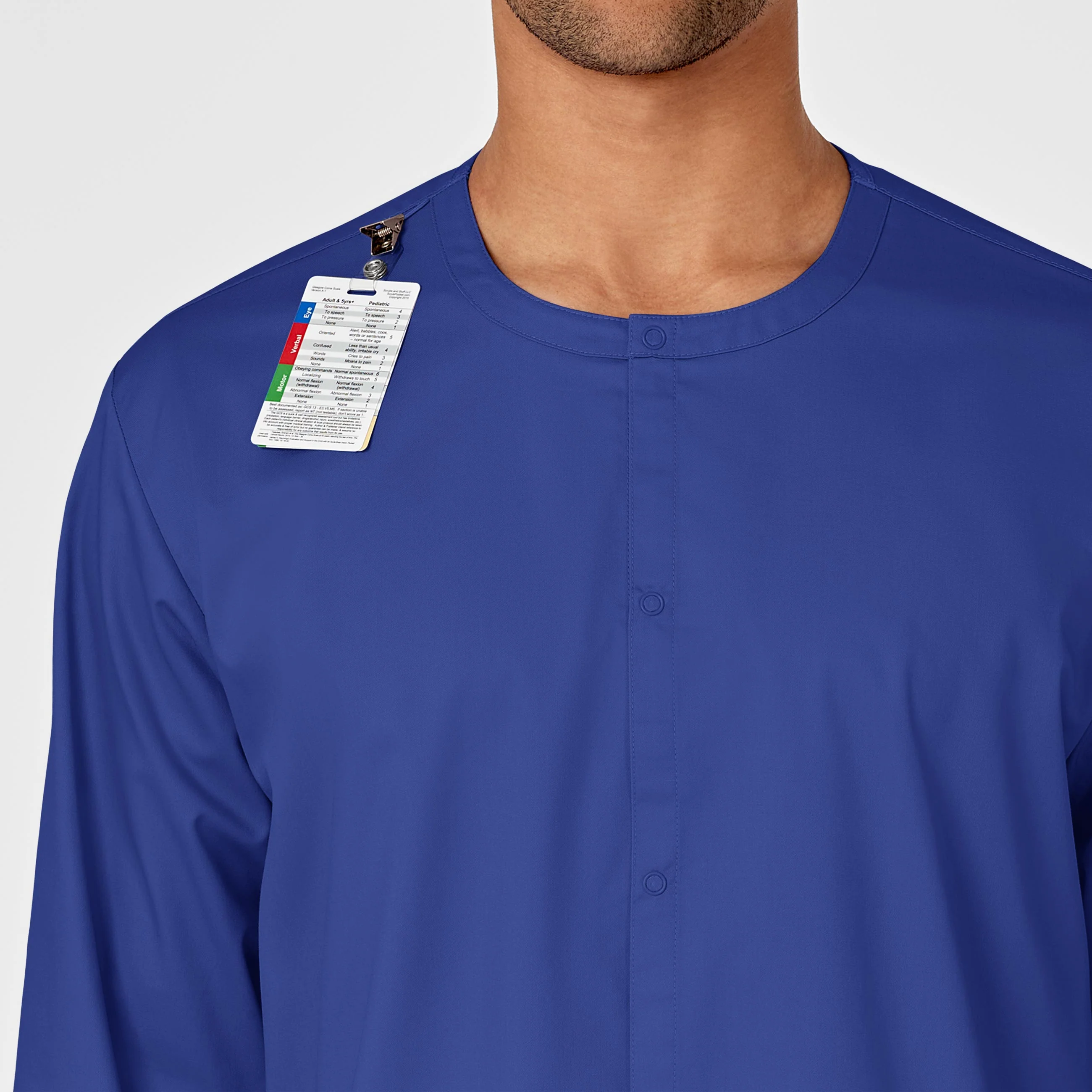 WonderWORK Unisex Snap Front Scrub Jacket - Galaxy Blue - Image 7