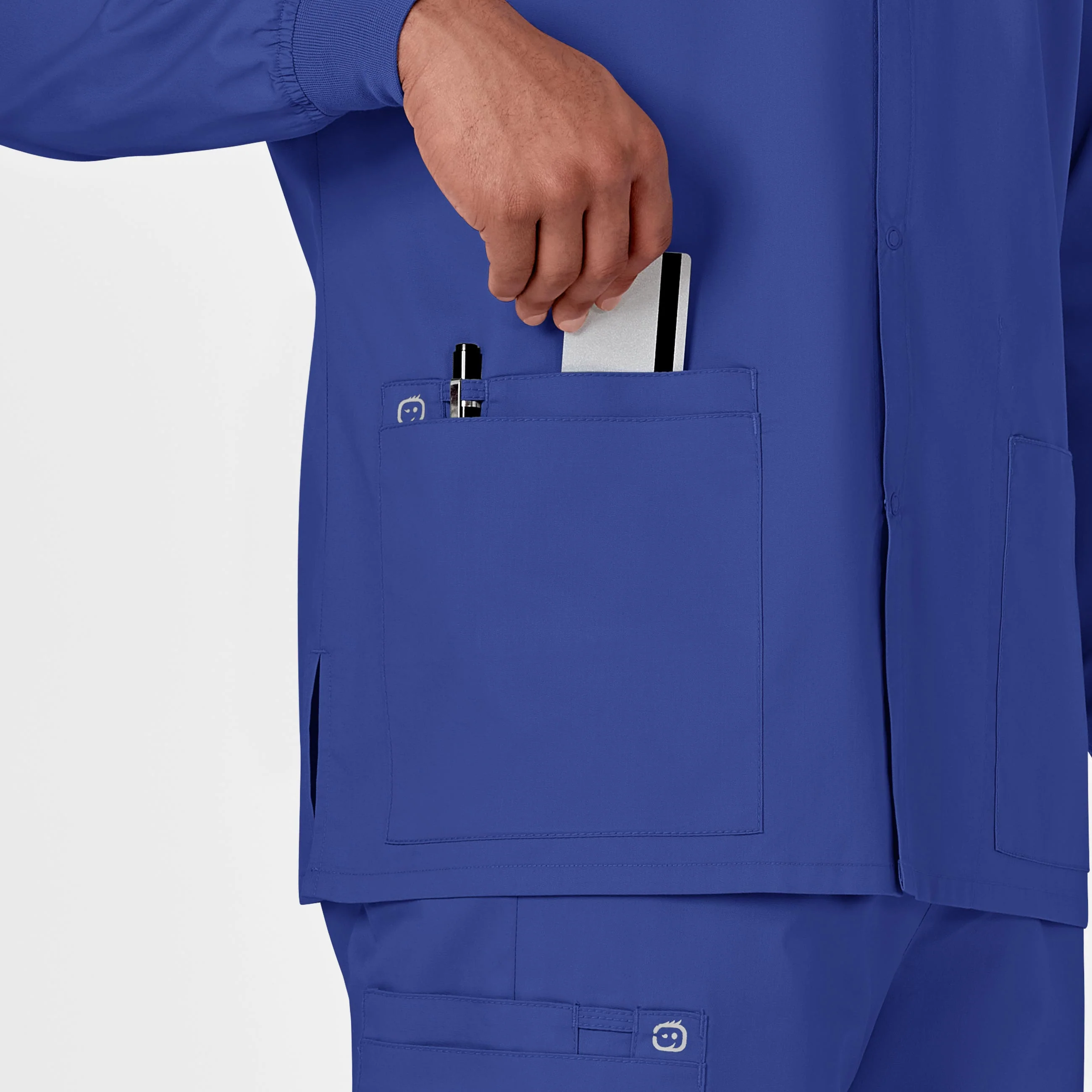 WonderWORK Unisex Snap Front Scrub Jacket - Galaxy Blue - Image 8