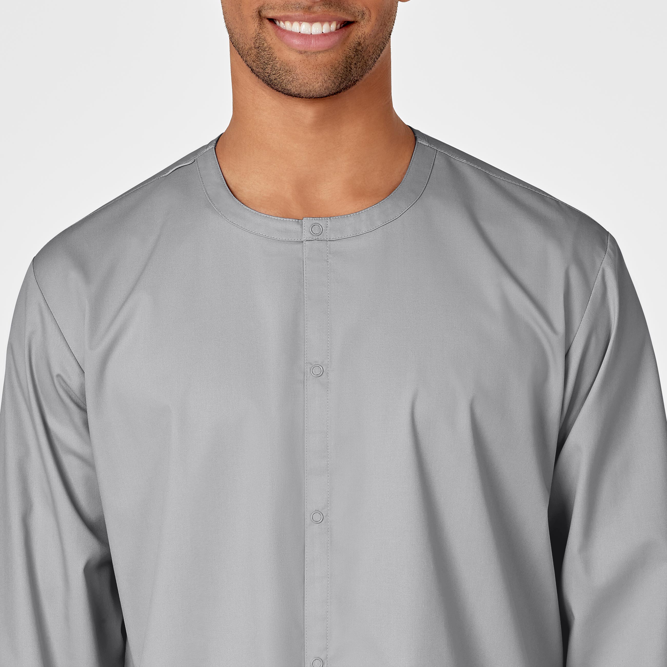 WonderWORK Unisex Snap Front Scrub Jacket - Grey - Image 5