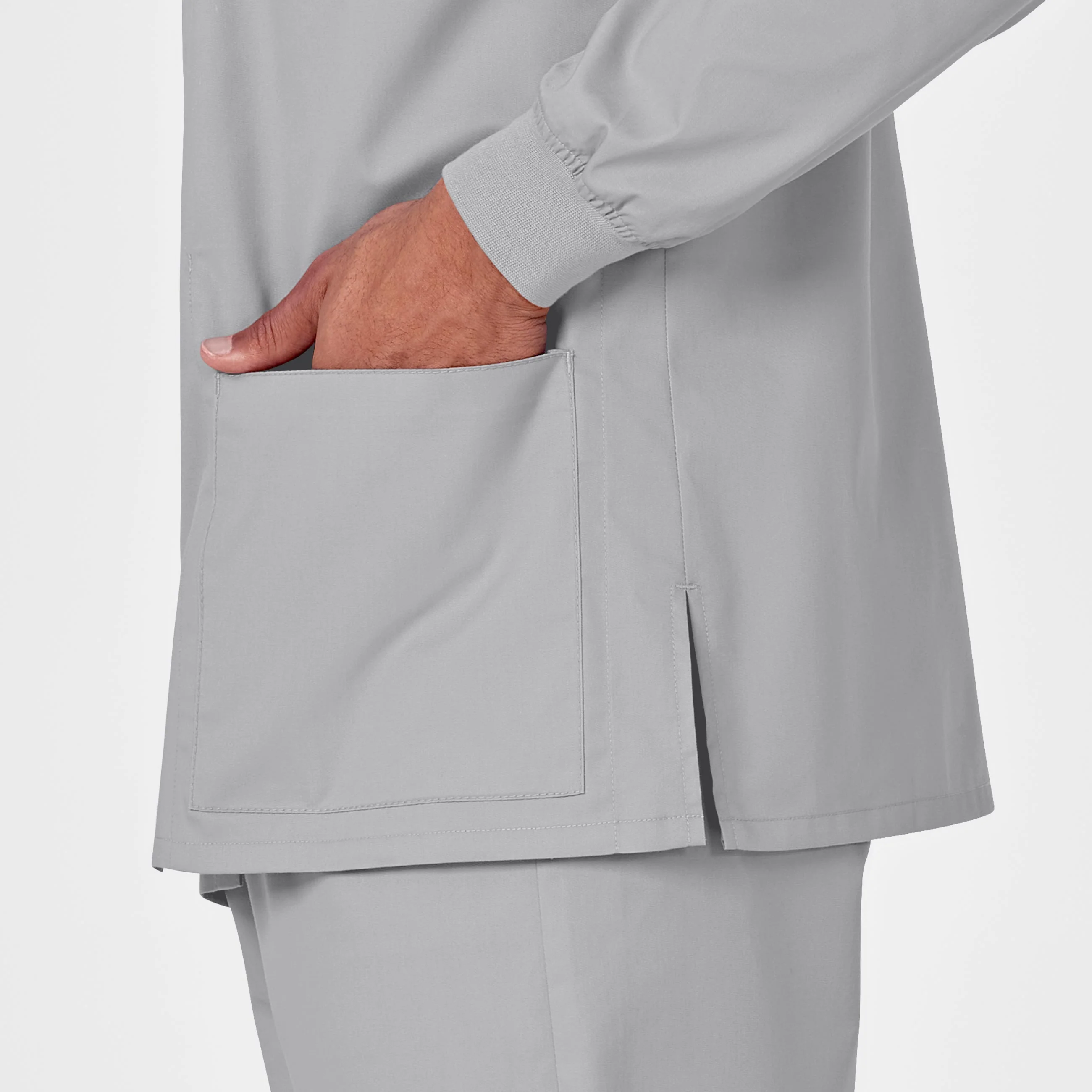 WonderWORK Unisex Snap Front Scrub Jacket - Grey - Image 9
