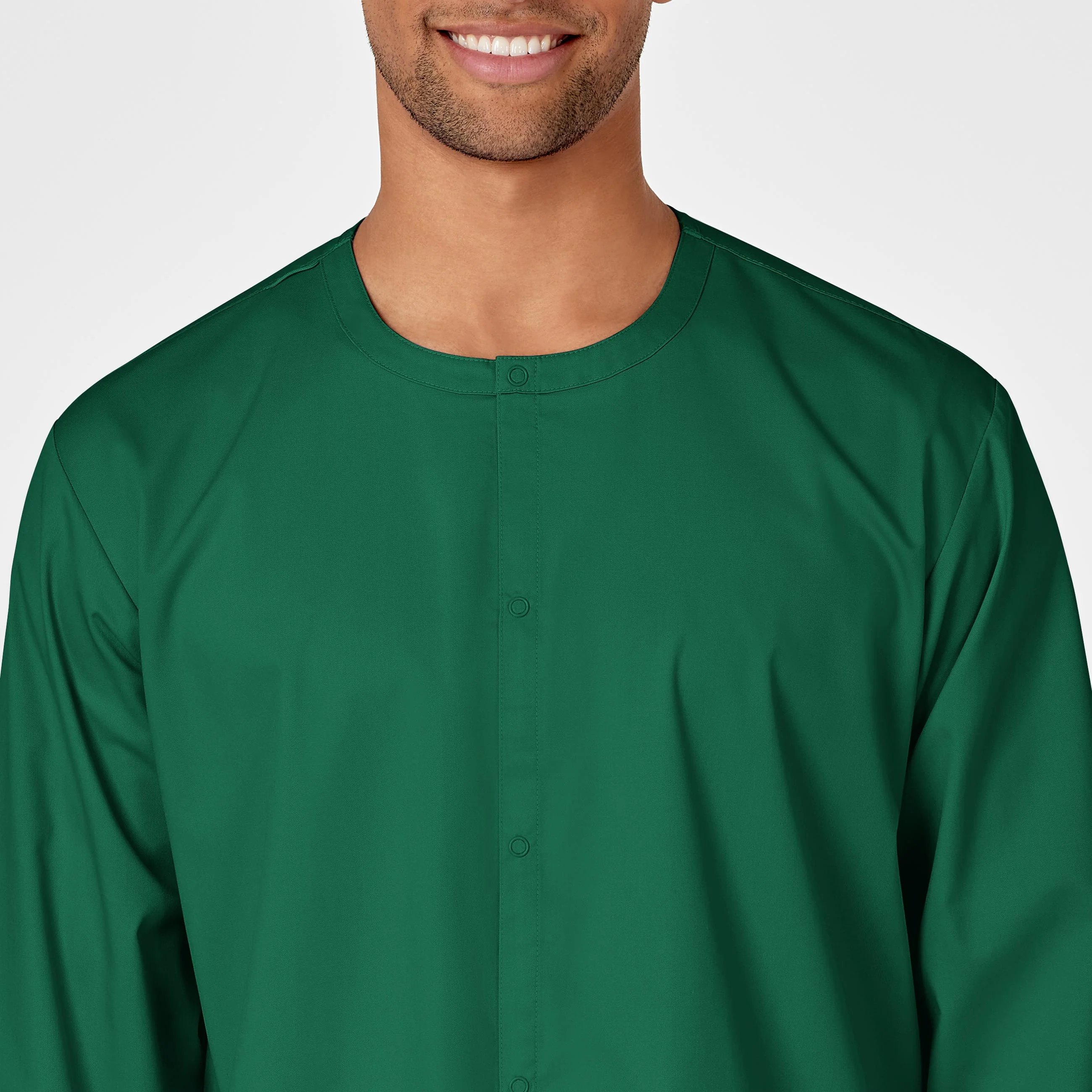 WonderWORK Unisex Snap Front Scrub Jacket - Hunter - Image 5