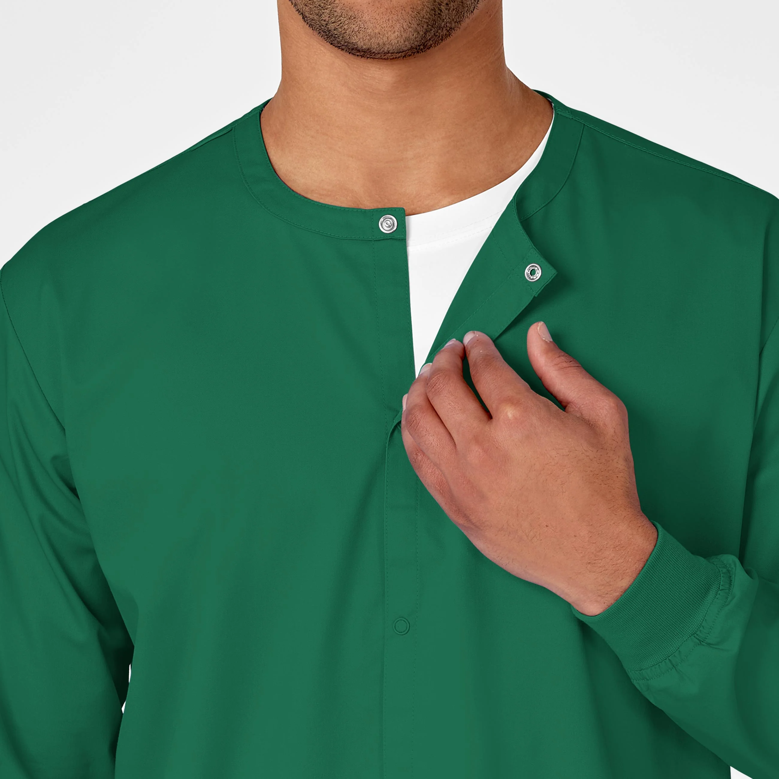 WonderWORK Unisex Snap Front Scrub Jacket - Hunter - Image 6