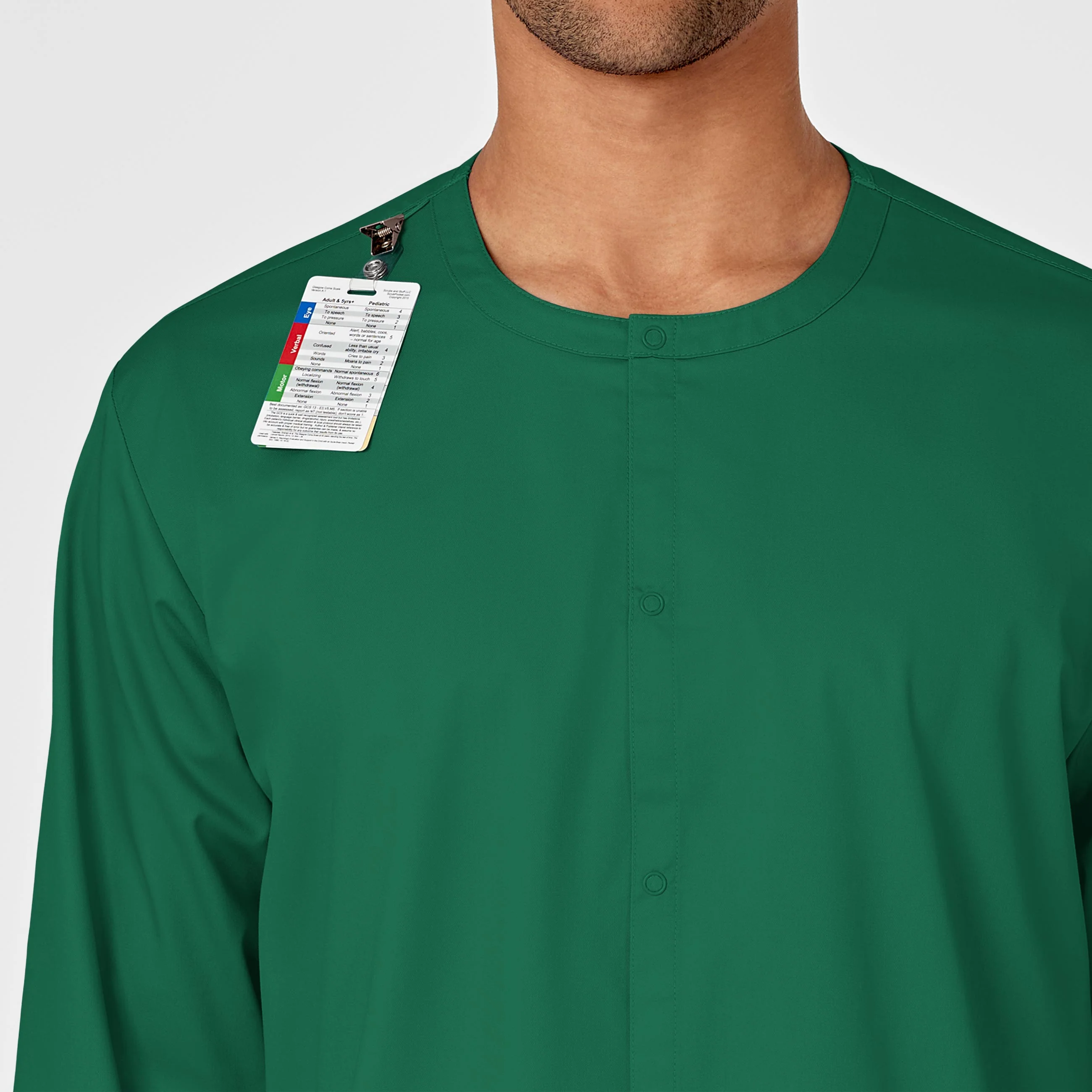 WonderWORK Unisex Snap Front Scrub Jacket - Hunter - Image 7