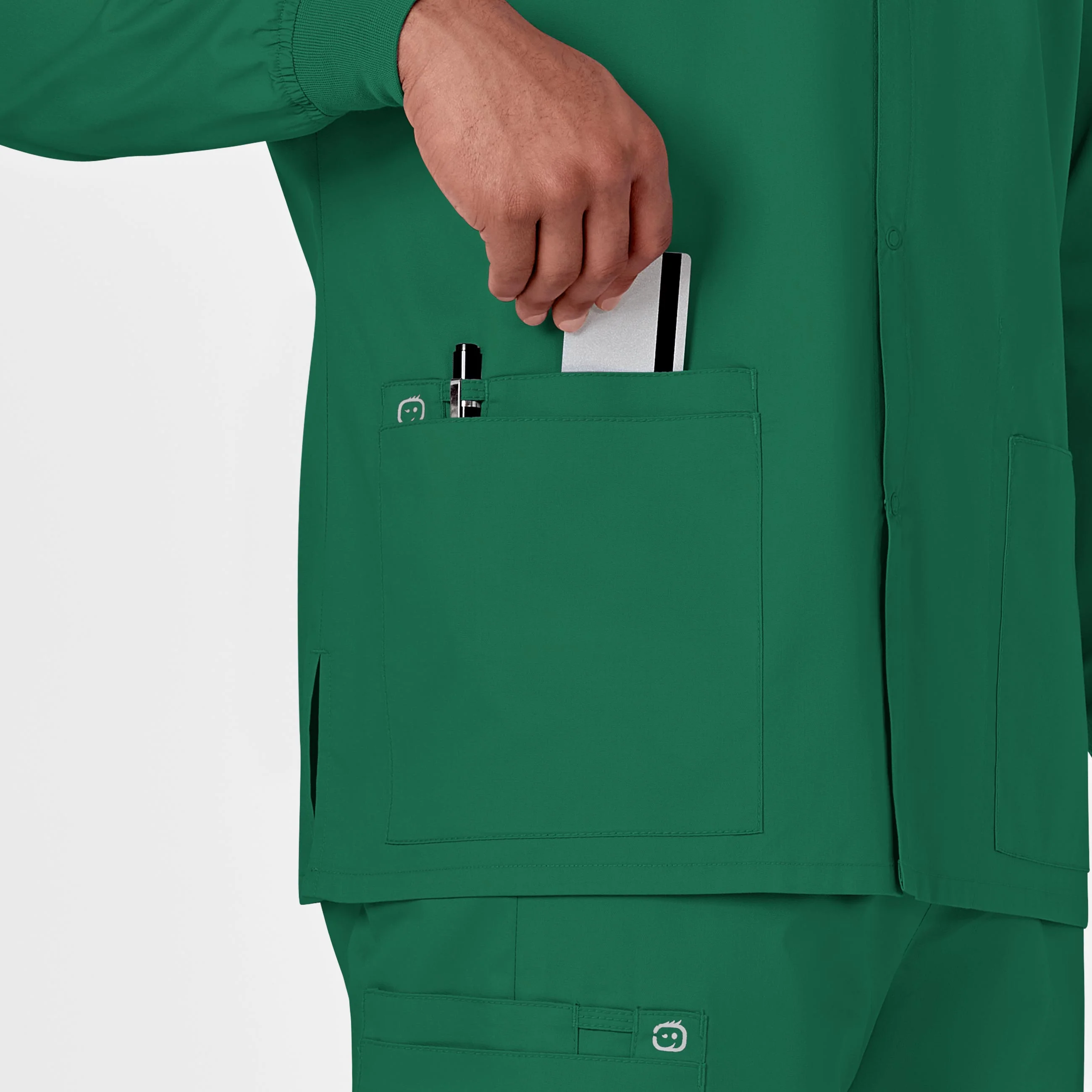 WonderWORK Unisex Snap Front Scrub Jacket - Hunter - Image 8