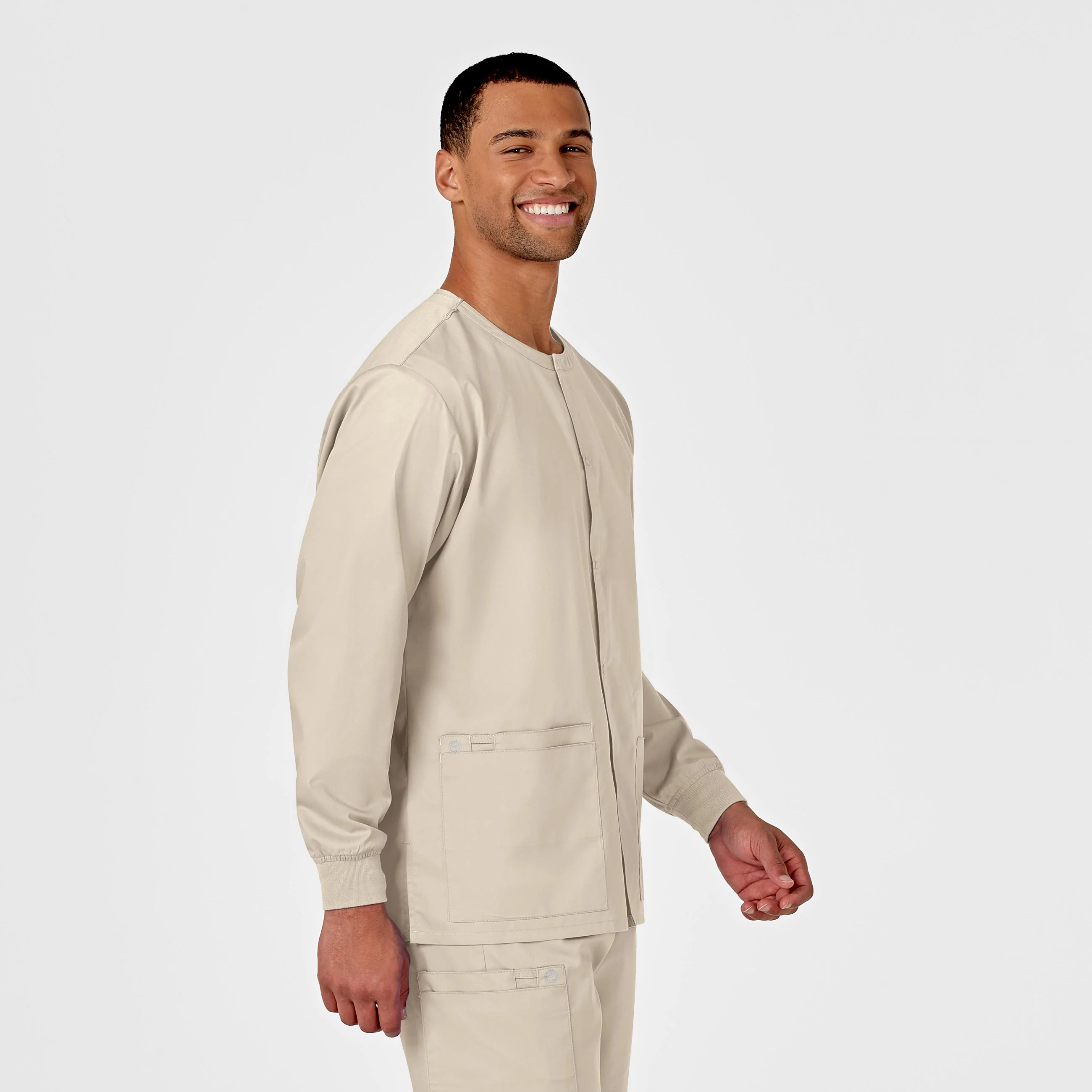 WonderWORK Unisex Snap Front Scrub Jacket - Khaki - Image 4