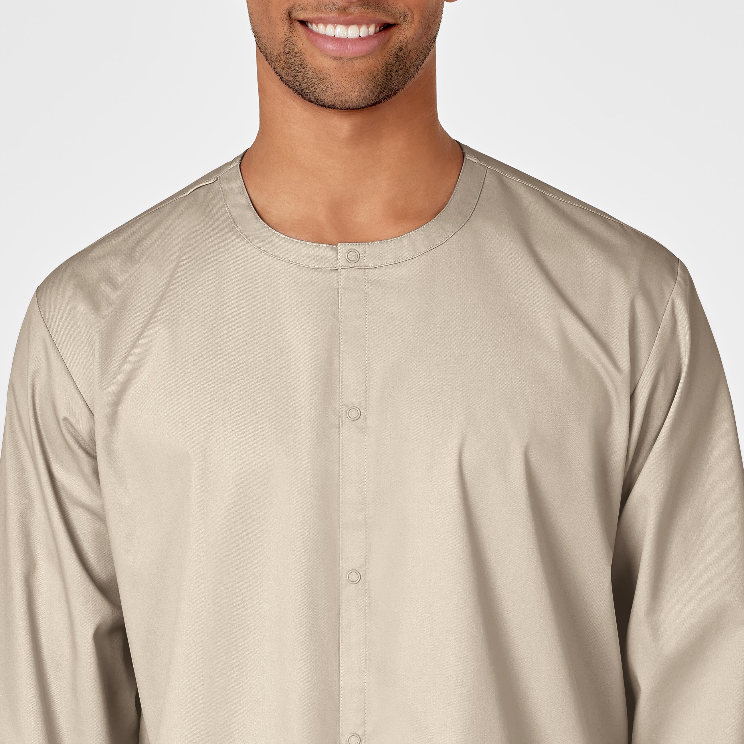 WonderWORK Unisex Snap Front Scrub Jacket - Khaki - Image 5
