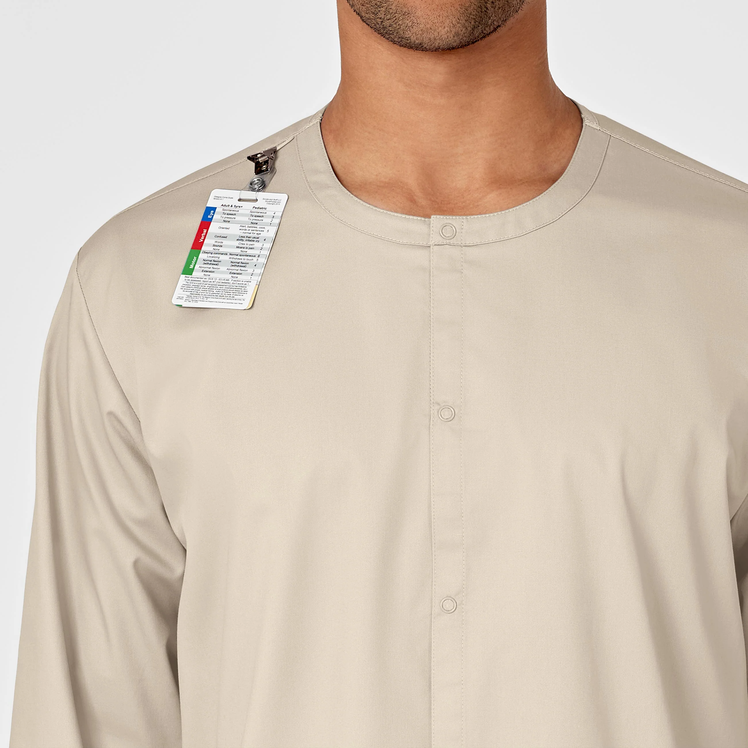 WonderWORK Unisex Snap Front Scrub Jacket - Khaki - Image 7