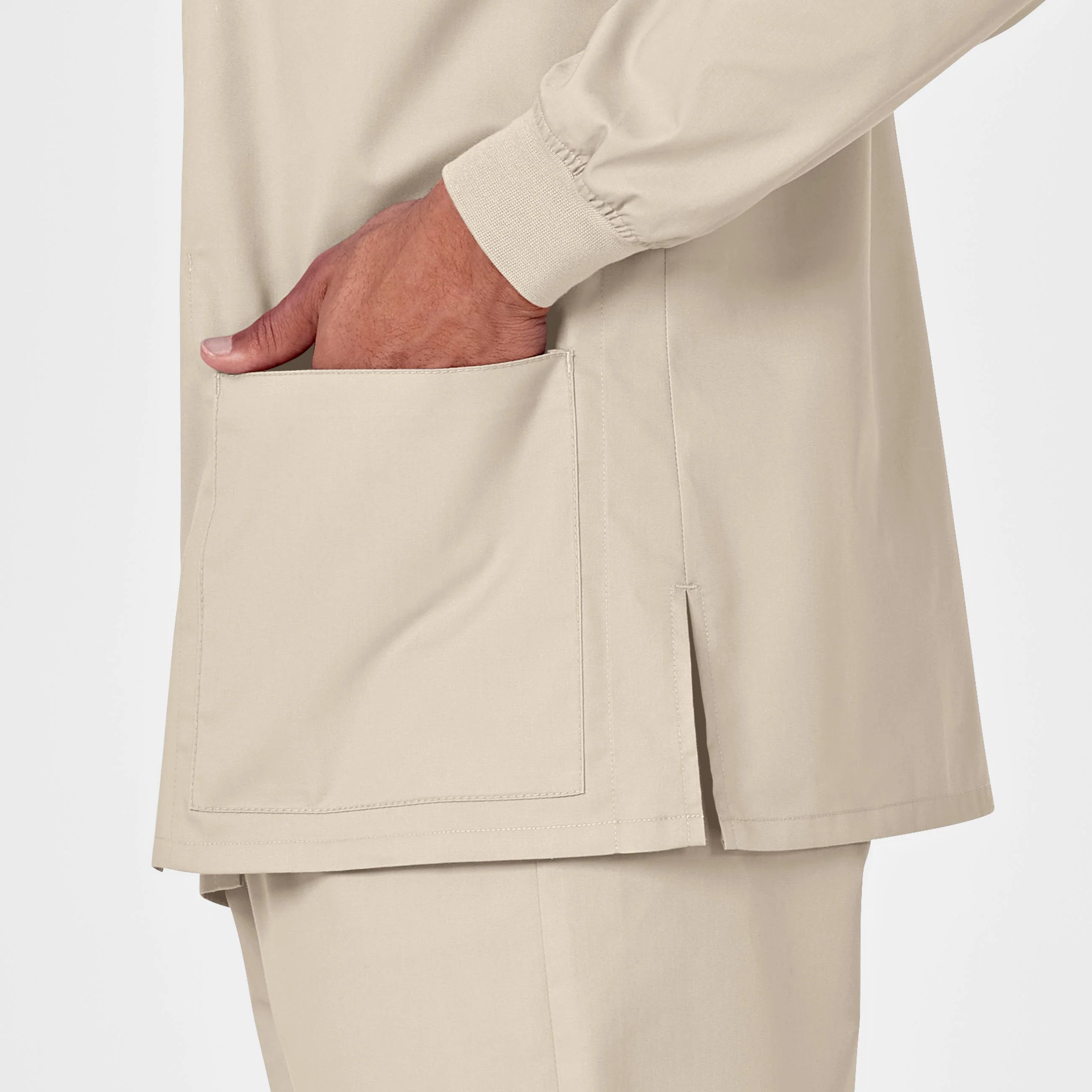 WonderWORK Unisex Snap Front Scrub Jacket - Khaki - Image 9