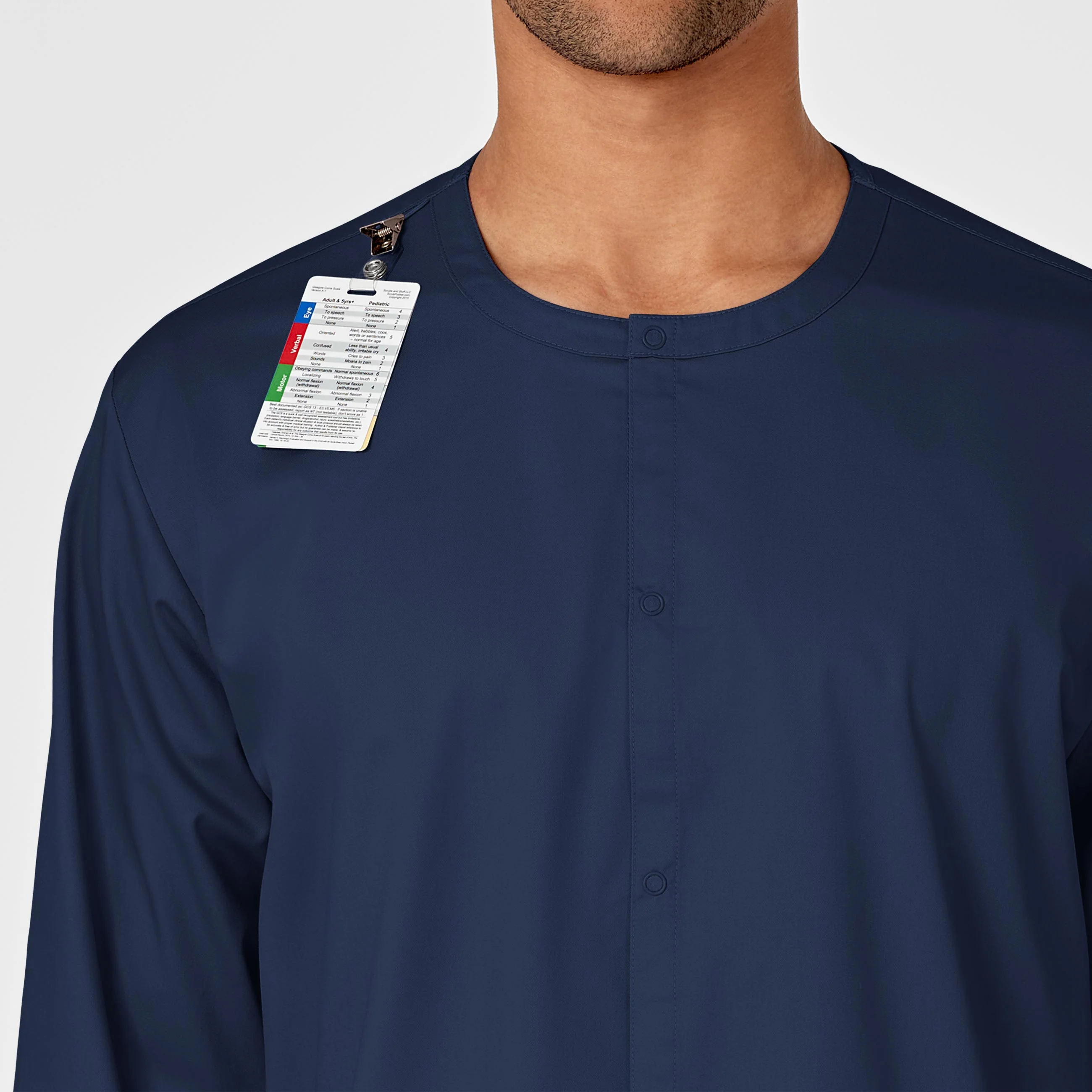 WonderWORK Unisex Snap Front Scrub Jacket - Navy - Image 7