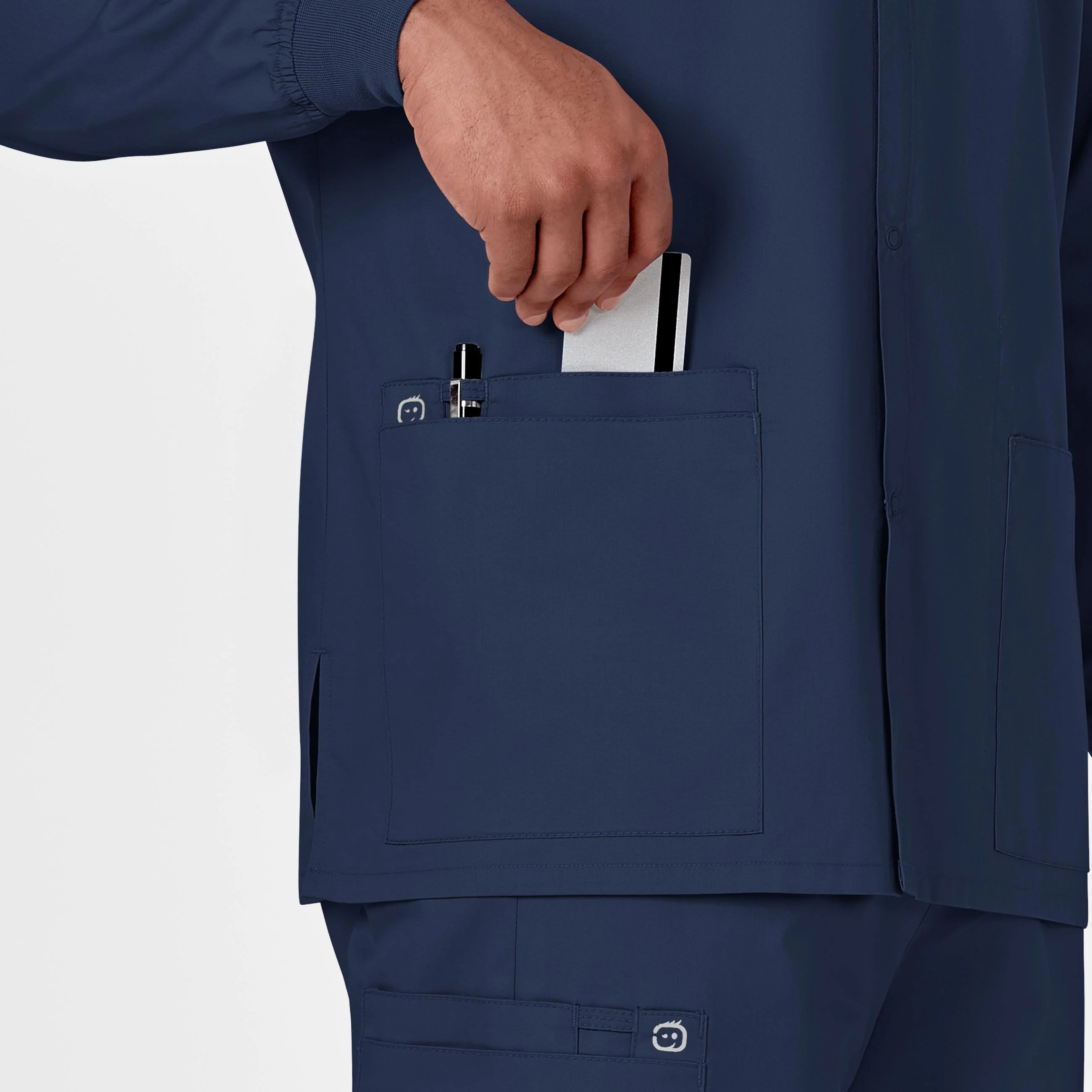 WonderWORK Unisex Snap Front Scrub Jacket - Navy - Image 8
